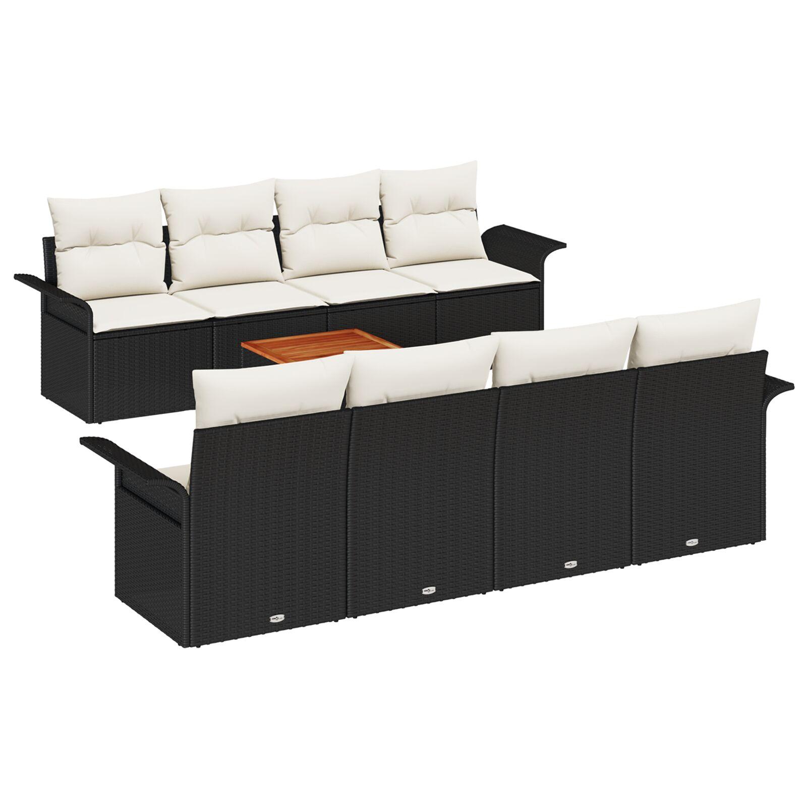 Havesofa SÃ¦t 9 stk Sort Poly rattan