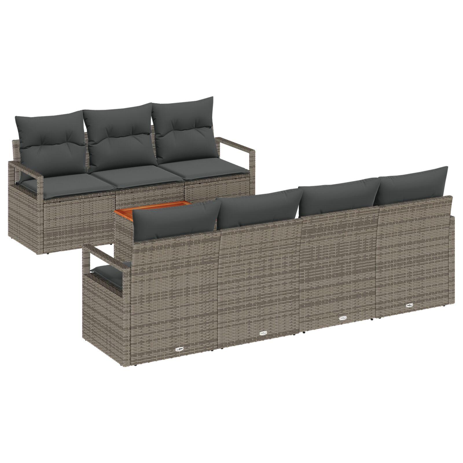 Havesofa SÃ¦t med pude 8 stk GrÃ¥ Poly rattan
