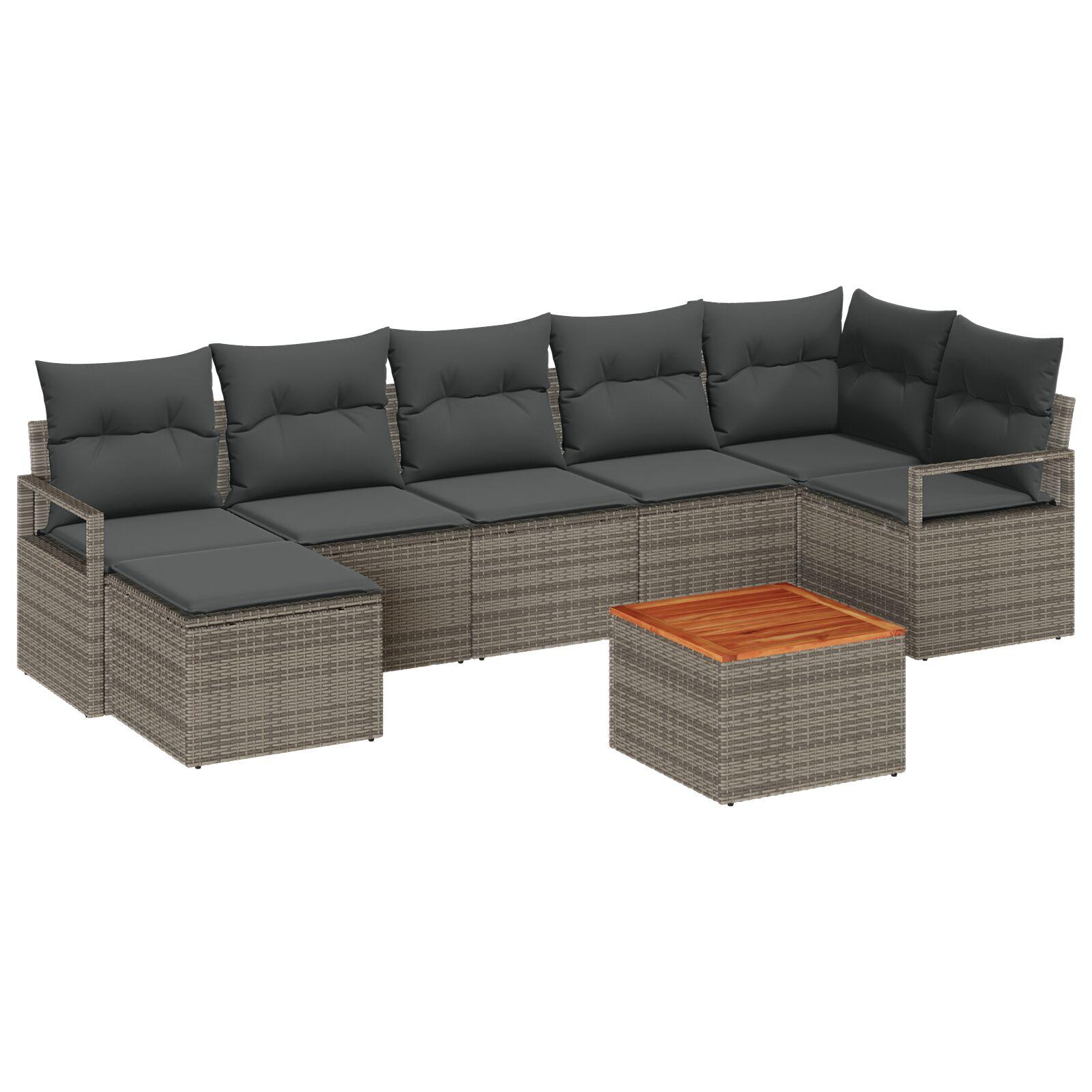 Havesofa SÃ¦t med pude 8 stk GrÃ¥ Poly rattan