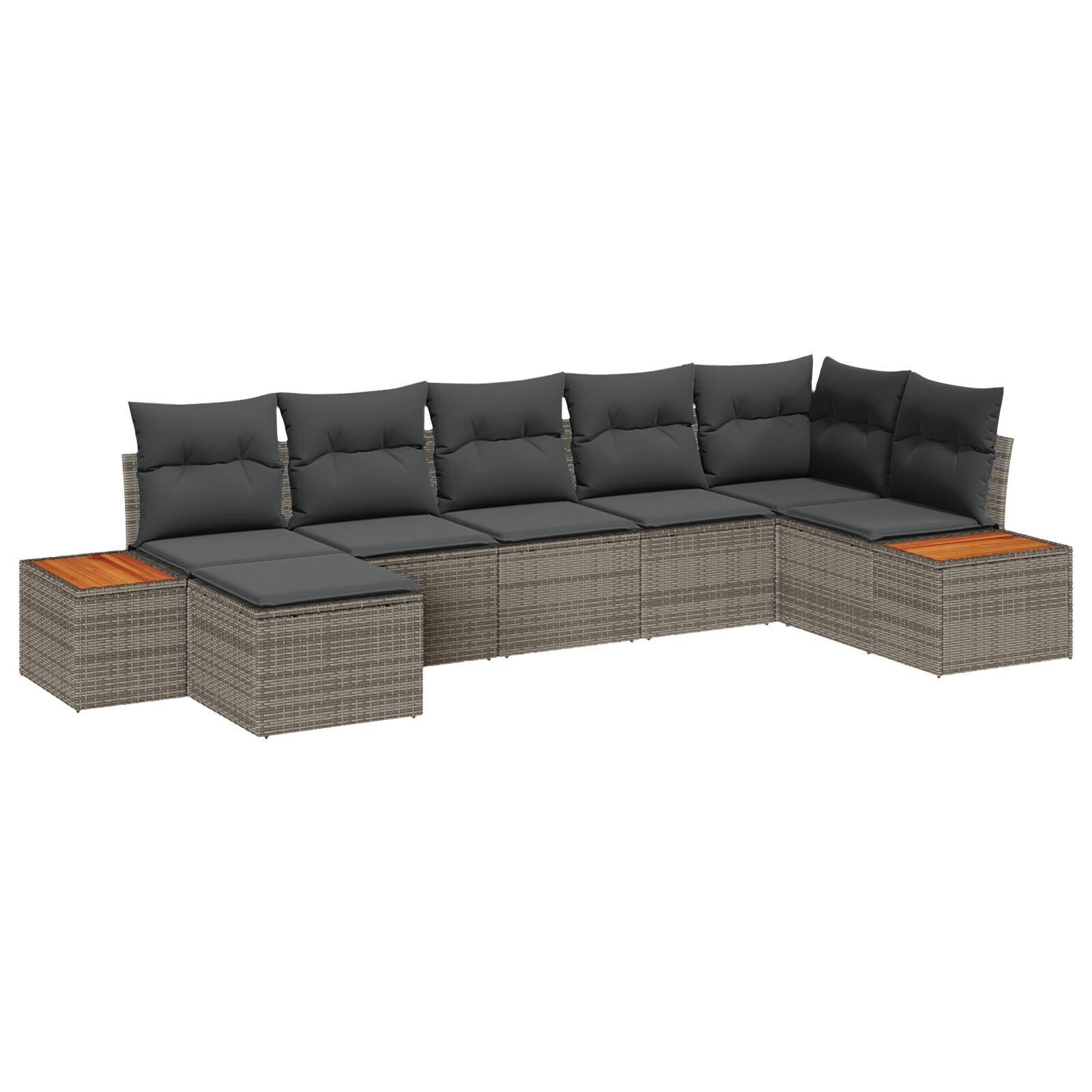 Havesofa SÃ¦t med pude 7 stk GrÃ¥ Poly rattan