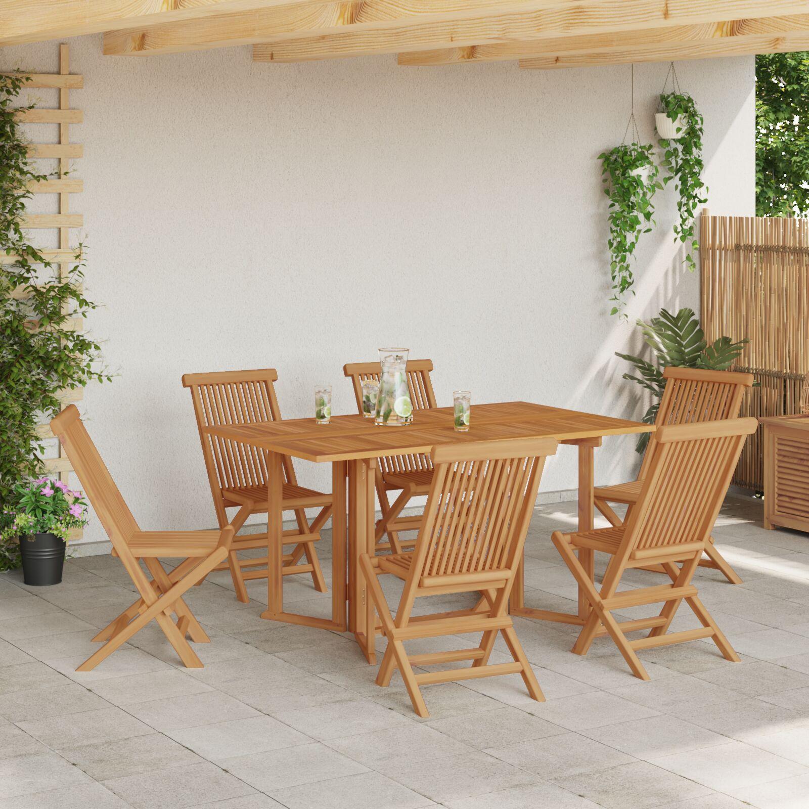 Have Spisebordssæt 7 stk Brun 140 x 80 x 75 cm Massivt teaktræ