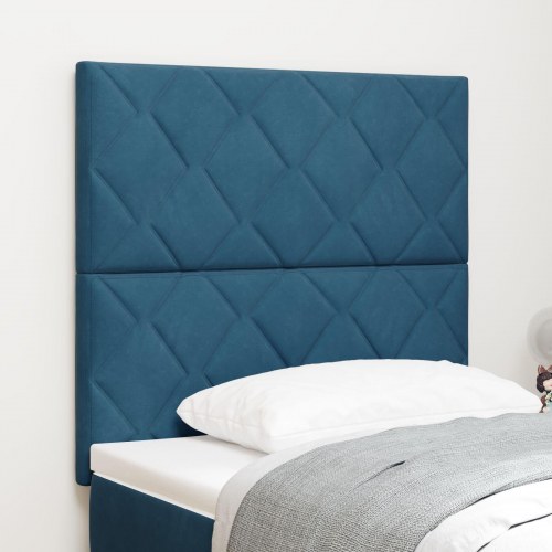 Sengegavl Diamantblok Design Mørkeblå 90 cm Fløjl, Sengegavl Diamantblok Design Mørkeblå 180 cm Fløjl