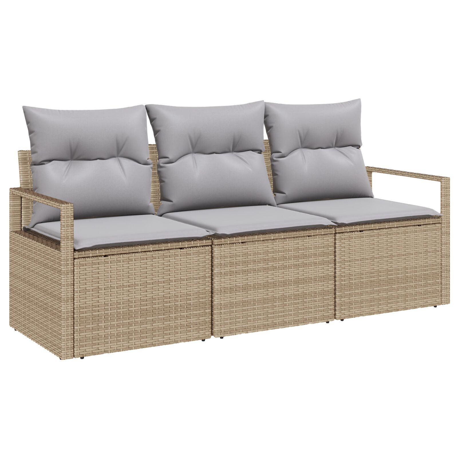 Sofa sæt i beige polyrattan - 3-personers modulsofa til terrasse og have