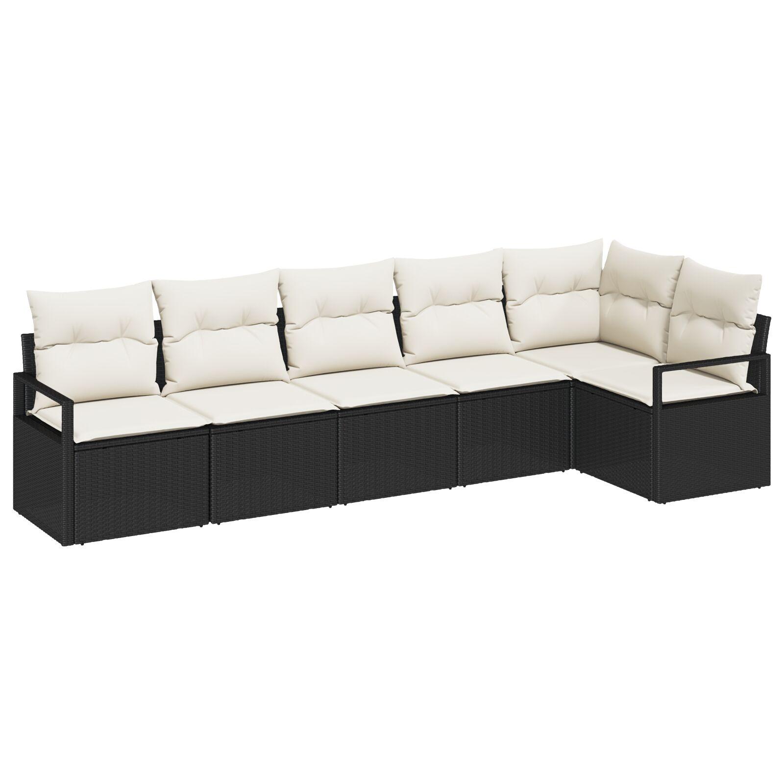 Modulært havesofa sæt i sort polyrattan - 6 pladser