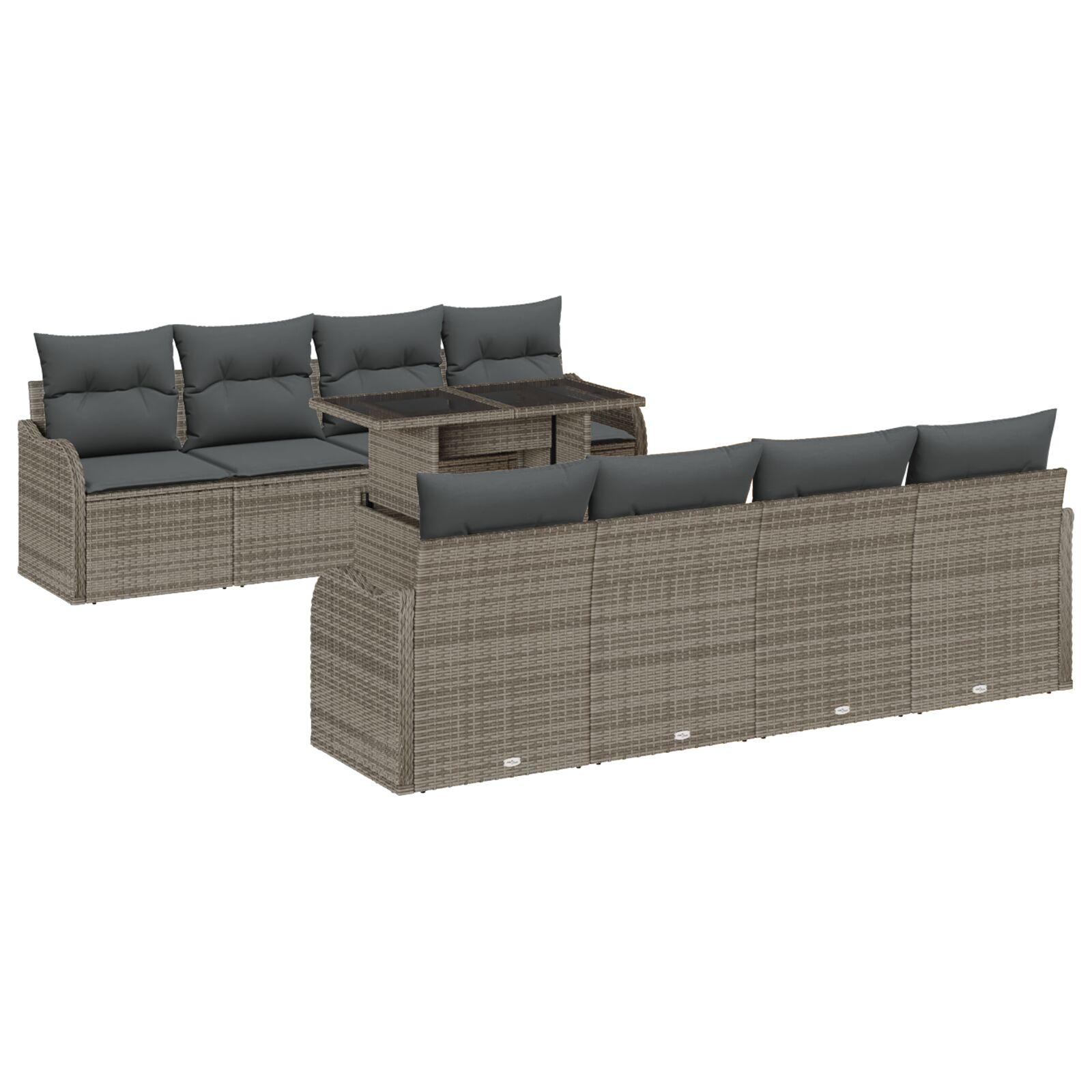 Havesofa SÃ¦t med pude 7 stk GrÃ¥ Poly rattan
