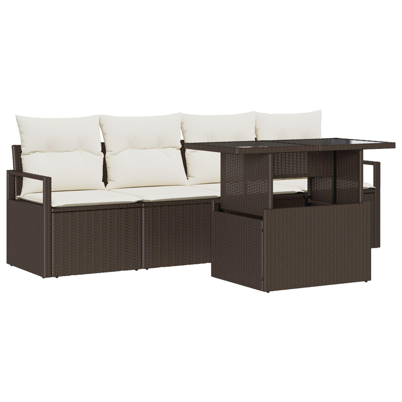 Havesofa SÃ¦t 5 stk Brun og cremefarvet 100 x 55 x 73 cm