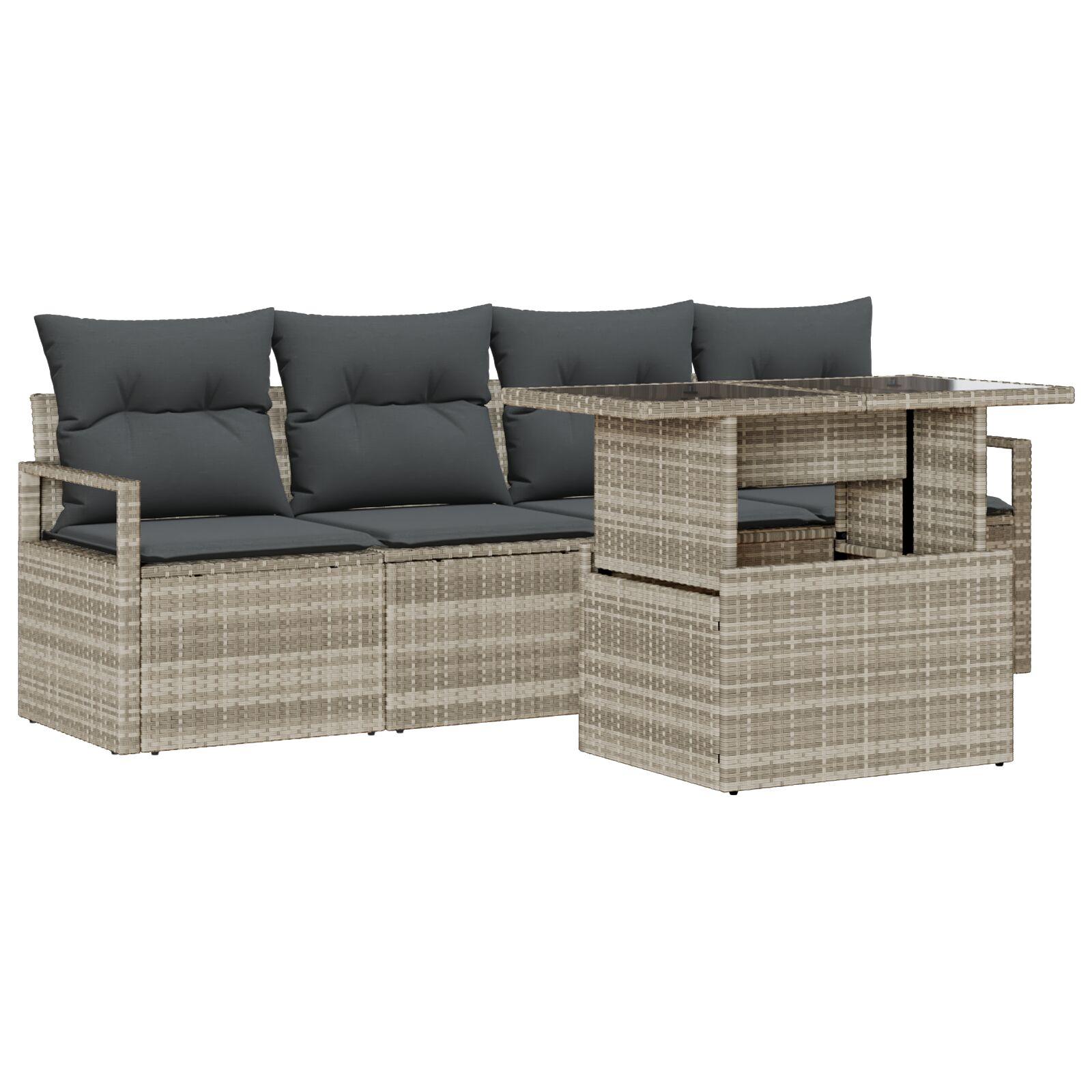 Havesofa Sæt med pude 5 stk Lysegrå 100 x 55 x 73 cm