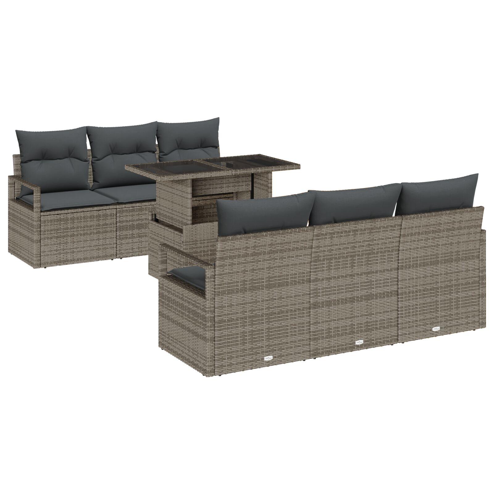 Havesofa Sæt med pude 7 stk Grå 100 x 55 x 73 cm