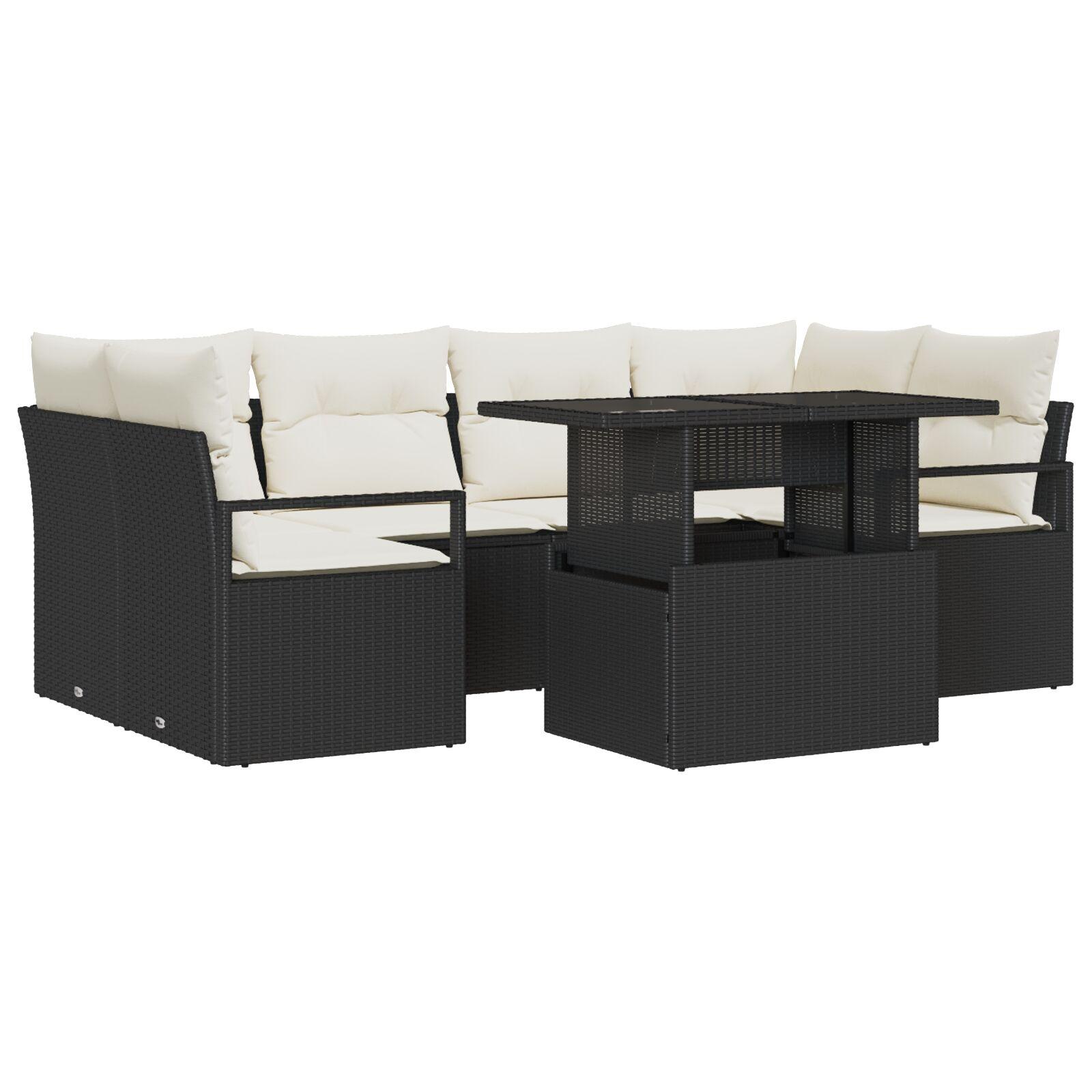 Havesofa Sæt 7 stk Sort og cremefarvet 100 x 55 x 73 cm