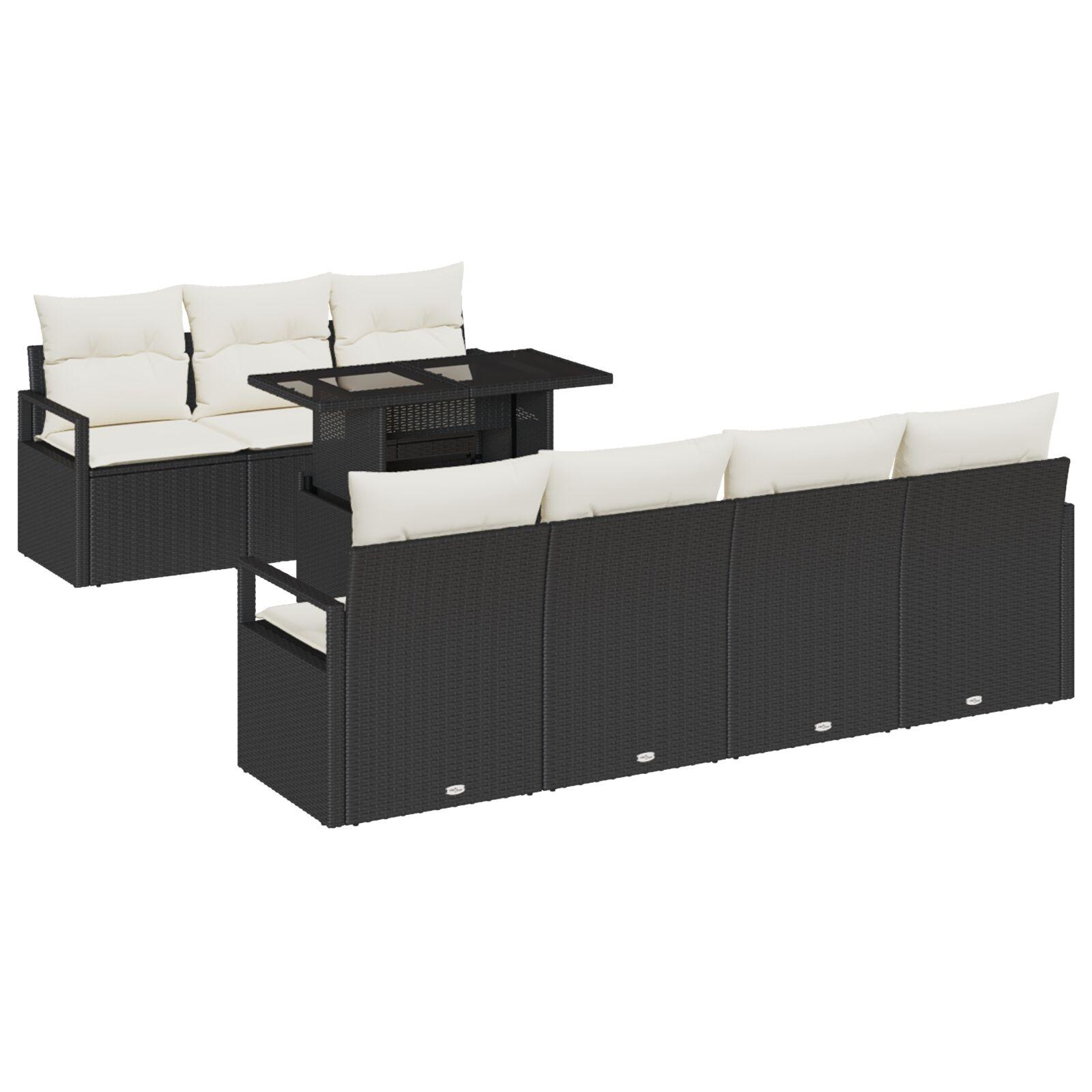 Havesofa Sæt 8 stk Sort og cremefarvet 100 x 55 x 73 cm