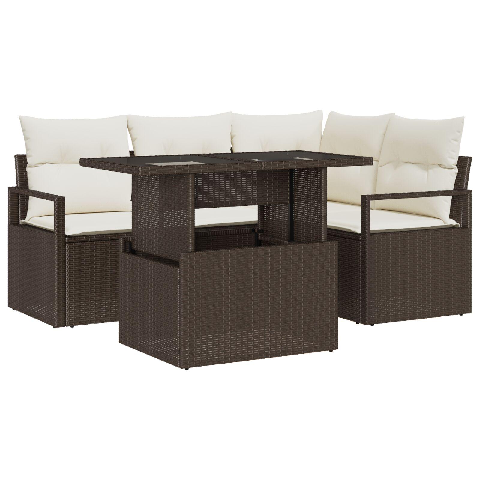 Havesofa SÃ¦t 5 stk Brun og cremefarvet 100 x 55 x 73 cm