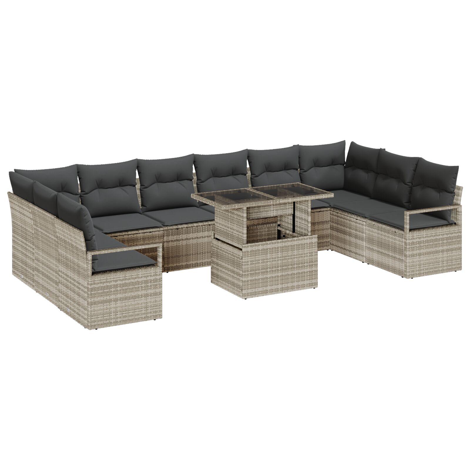 Havesofa Sæt med pude 11 stk Lysegrå 100 x 55 x 73 cm