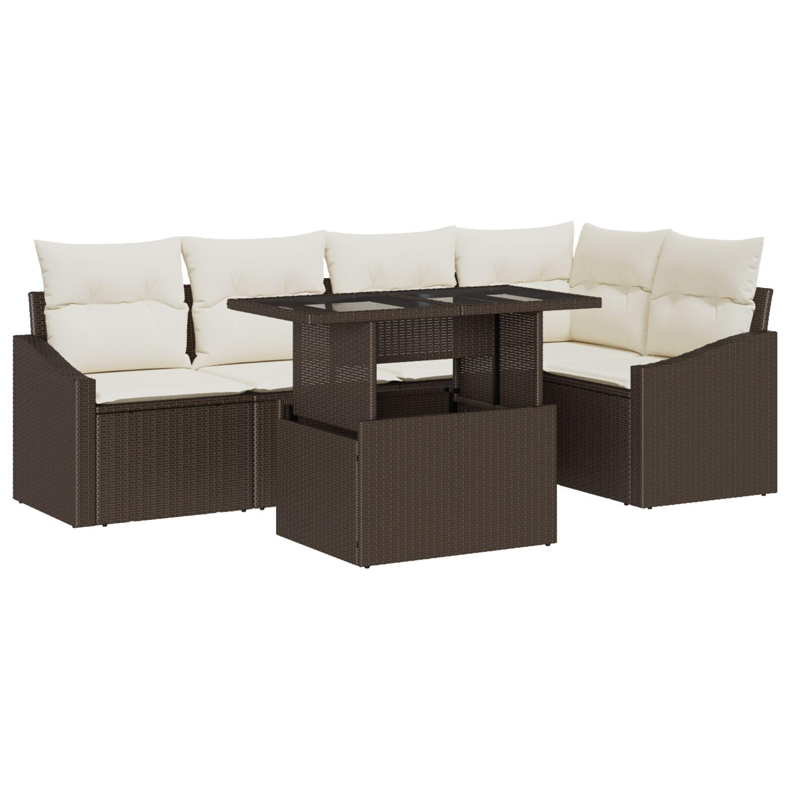 Havesofa SÃ¦t 6 stk Brun og cremefarvet 100 x 55 x 73 cm