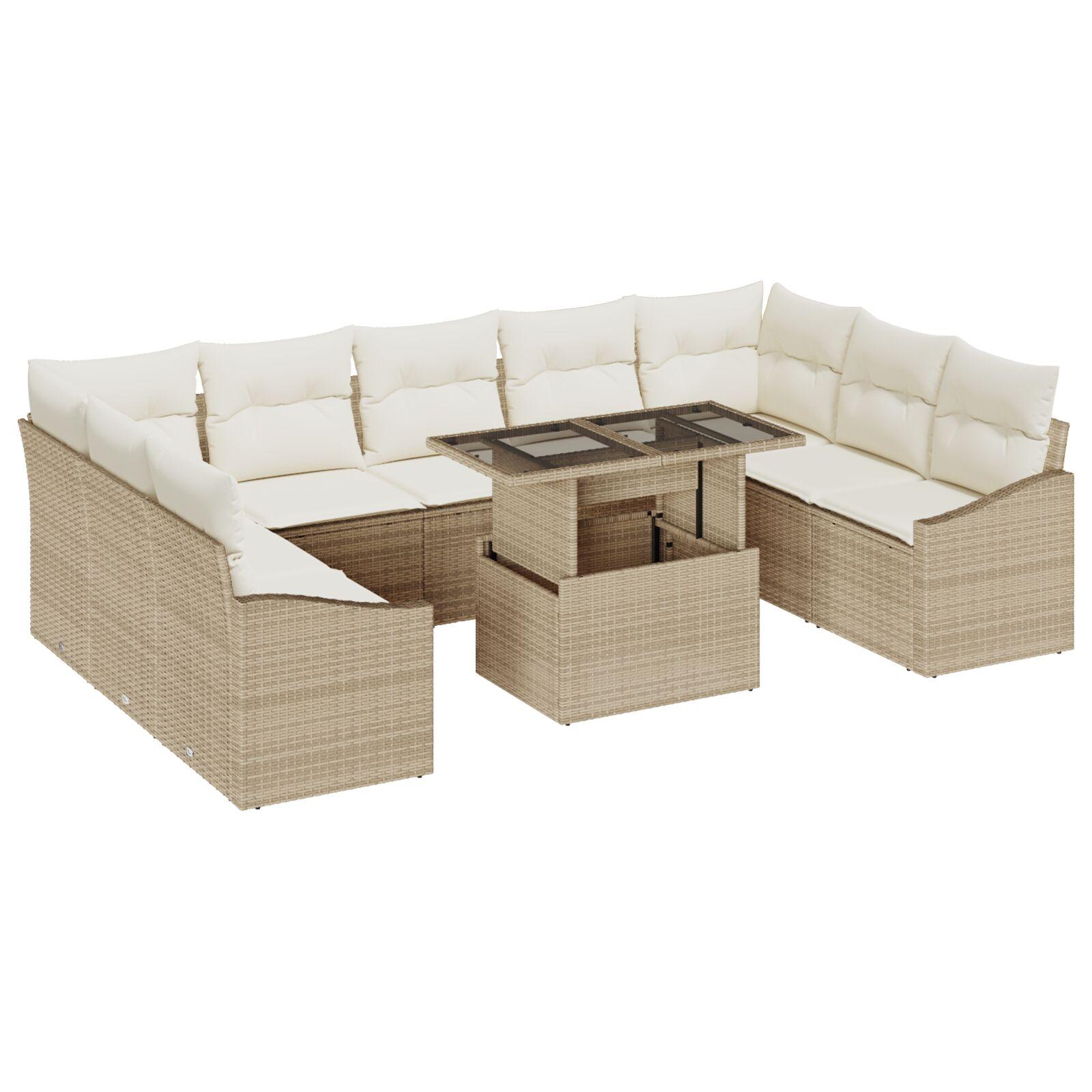 Havesofa Sæt 10 stk beige og cremefarvet 100 x 55 x 73 cm