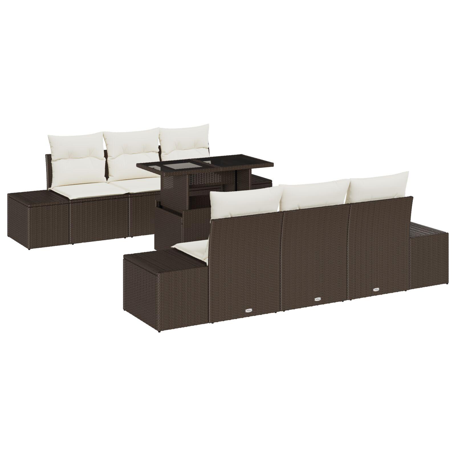 Havesofa Sæt 7 stk Brun og cremefarvet 100 x 55 x 73 cm