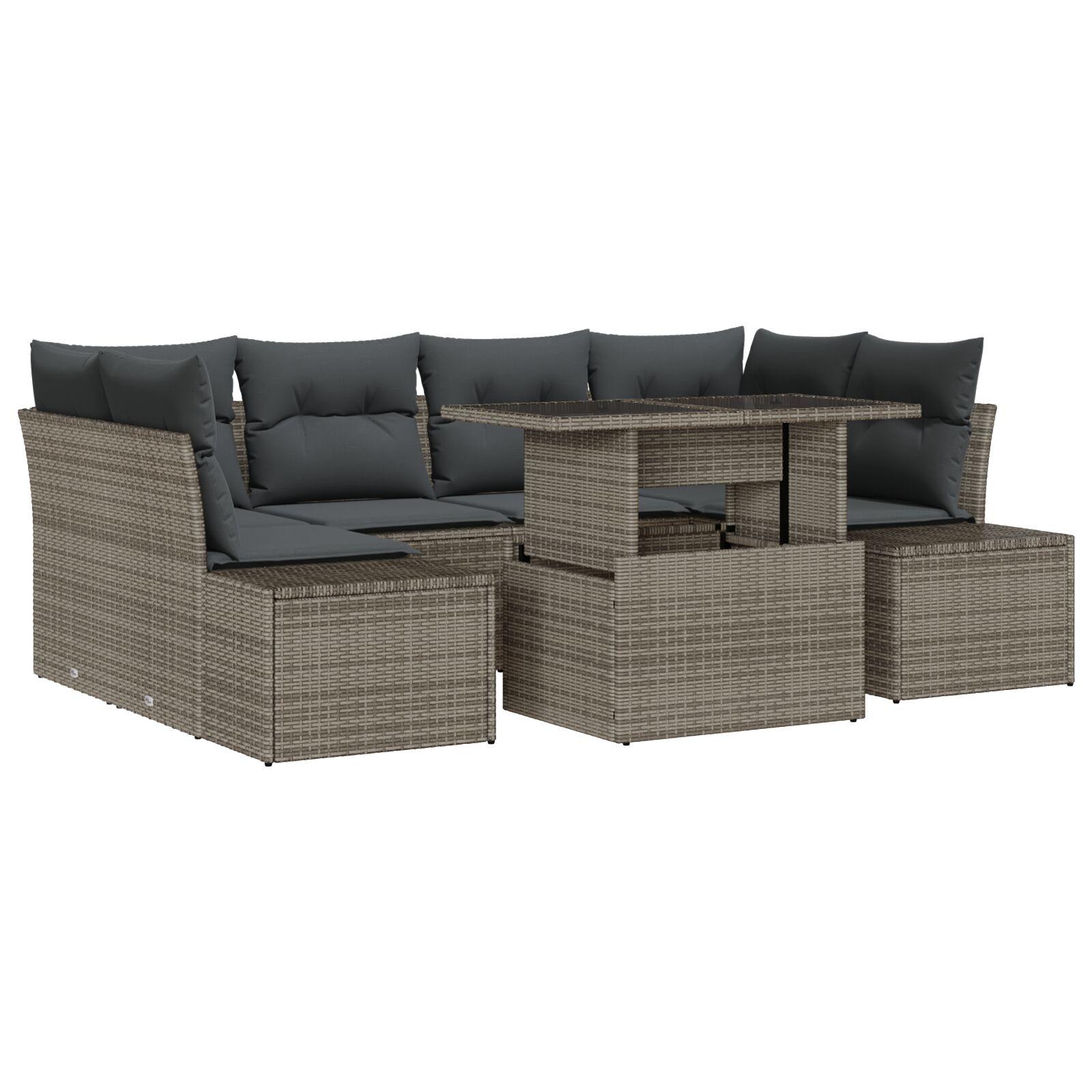 Havesofa Sæt med pude 7 stk Grå 100 x 55 x 73 cm