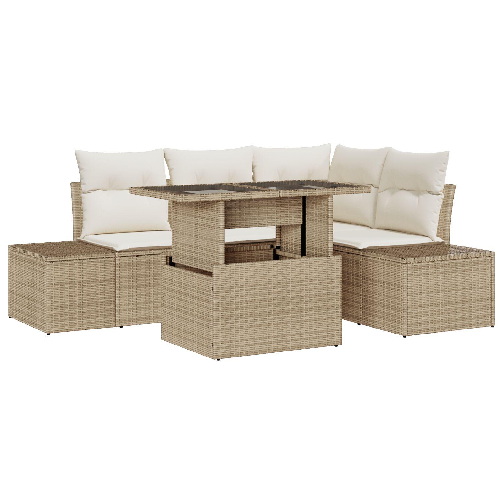 Havesofa Sæt 5 stk beige og cremefarvet 100 x 55 x 73 cm