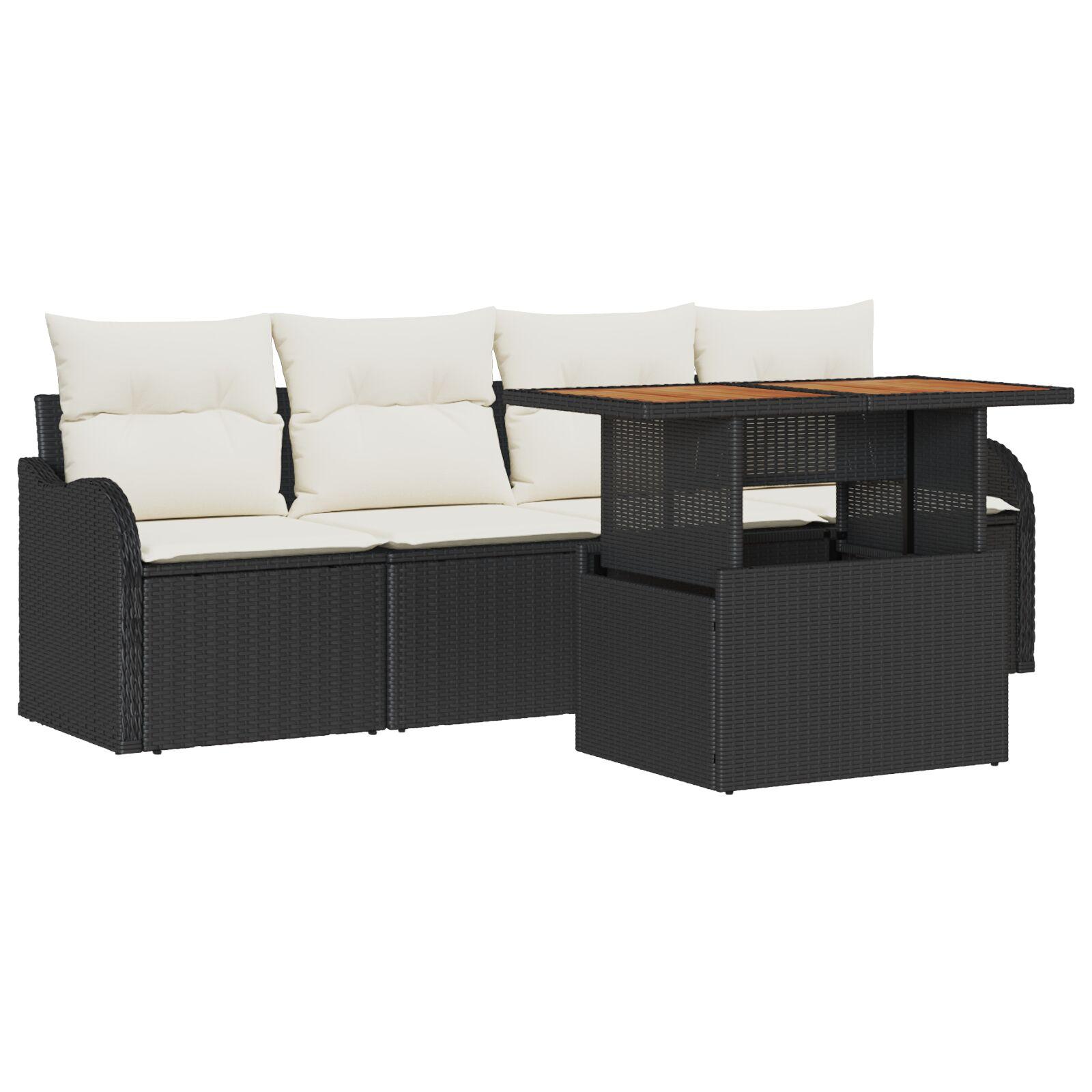 Havesofa SÃ¦t 5 stk Sort og cremefarvet 100 x 55 x 73 cm