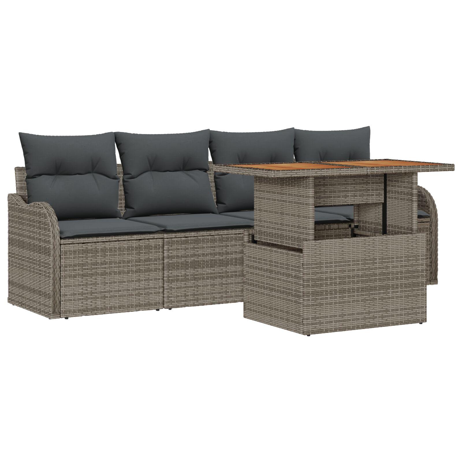 Havesofa Sæt med pude 5 stk Grå 100 x 55 x 73 cm