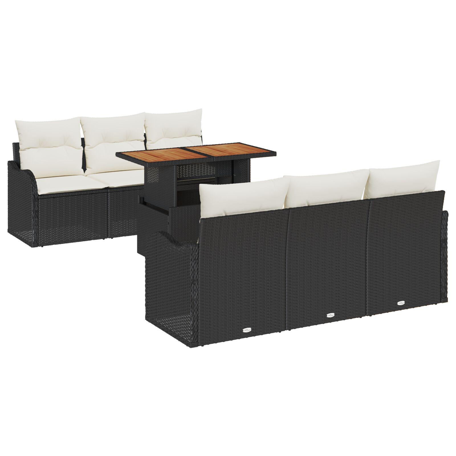 Havesofa SÃ¦t 7 stk Sort og cremefarvet 100 x 55 x 73 cm