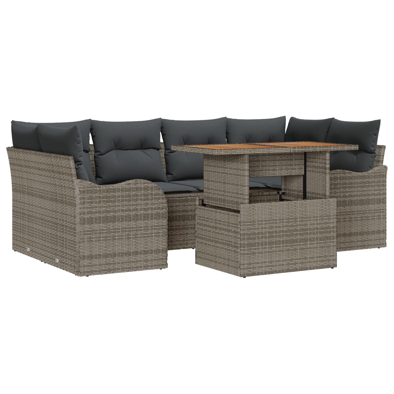 Havesofa SÃ¦t med pude 7 stk GrÃ¥ 100 x 55 x 73 cm