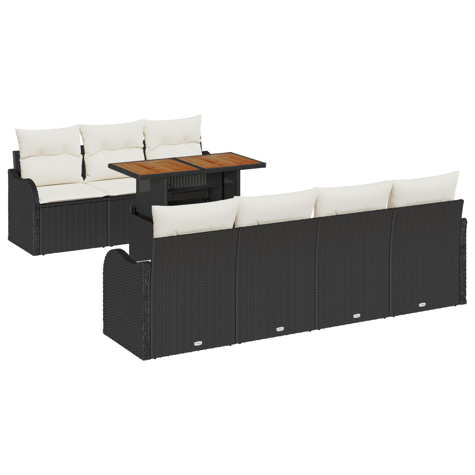 Havesofa Sæt 8 stk Sort og cremefarvet 100 x 55 x 73 cm