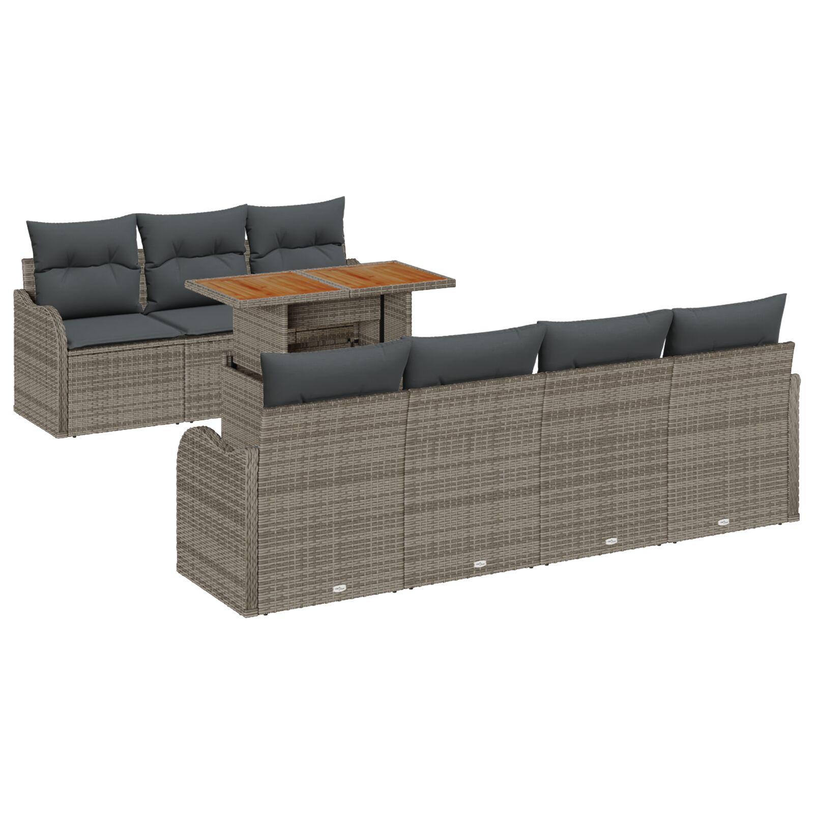 Havesofa Sæt med pude 8 stk Grå 100 x 55 x 73 cm