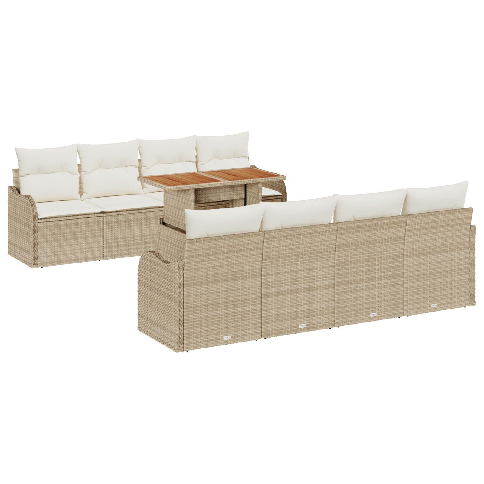 Havesofa SÃ¦t med pude 7 stk beige og cremefarvet