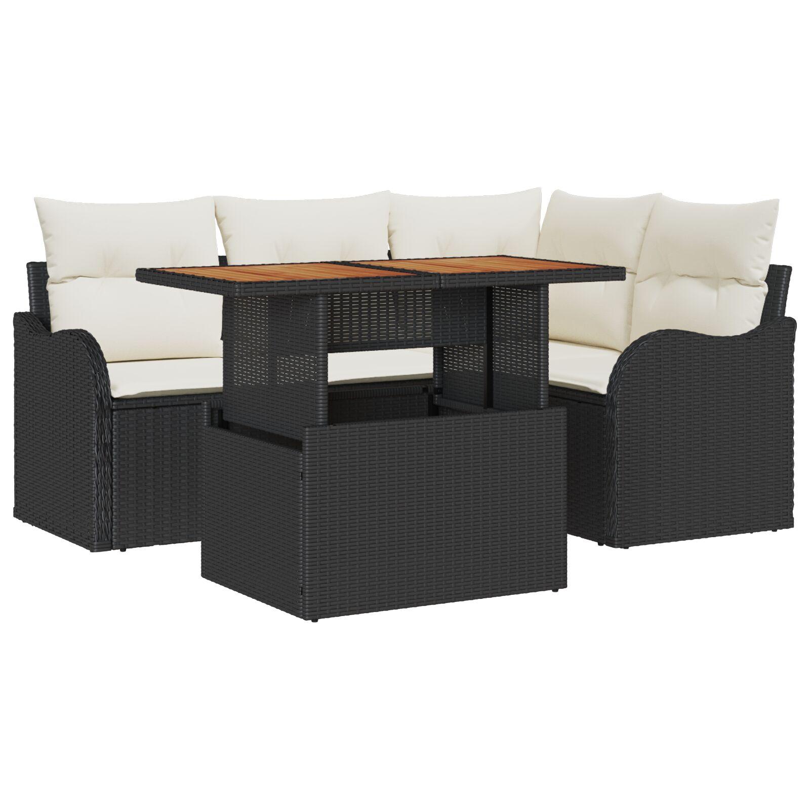 Havesofa SÃ¦t 5 stk Sort og cremefarvet 100 x 55 x 73 cm