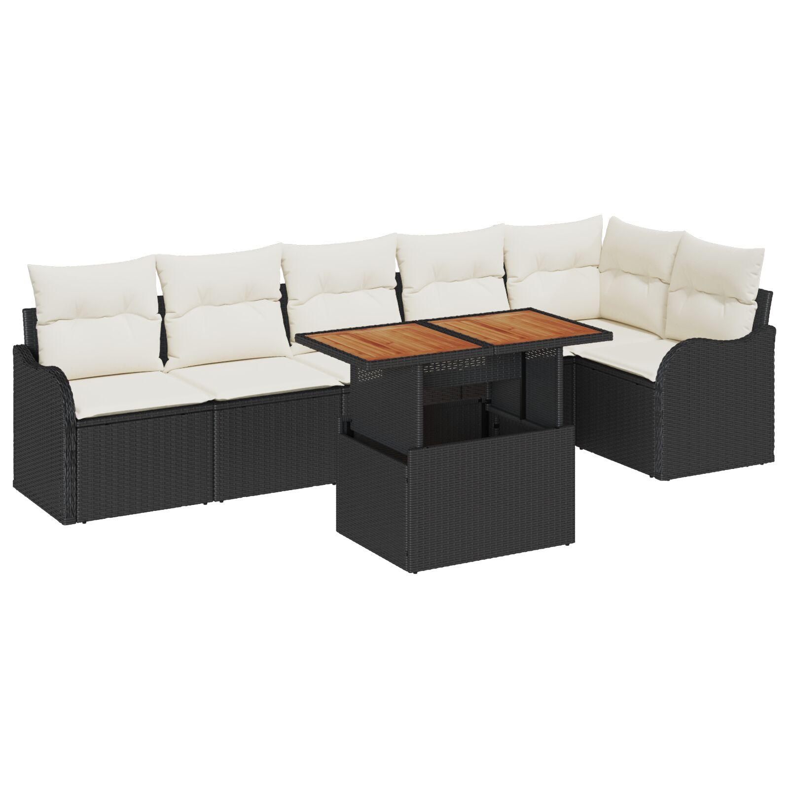 Havesofa SÃ¦t 7 stk Sort og cremefarvet 100 x 55 x 73 cm