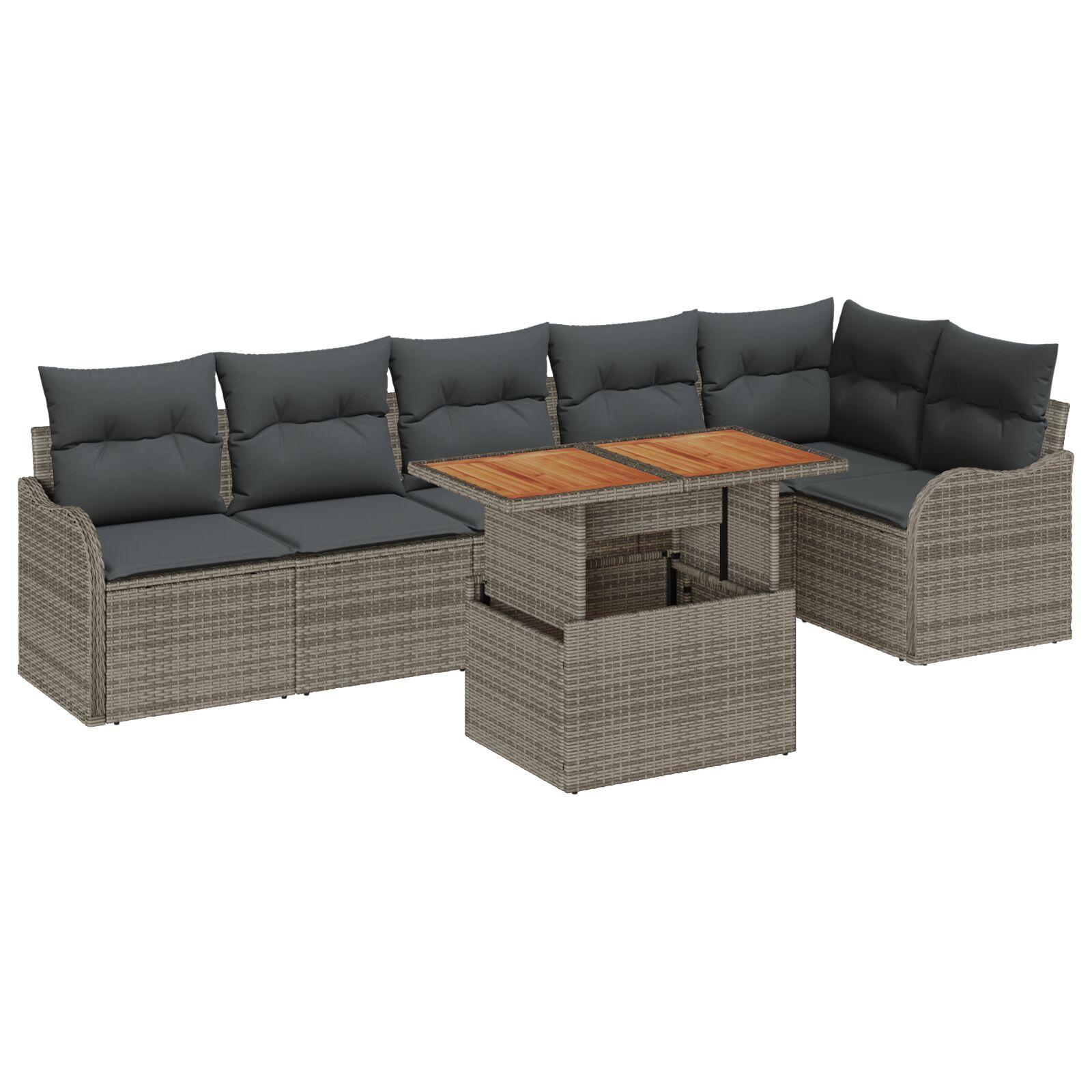 Havesofa SÃ¦t med pude 7 stk GrÃ¥ 100 x 55 x 73 cm
