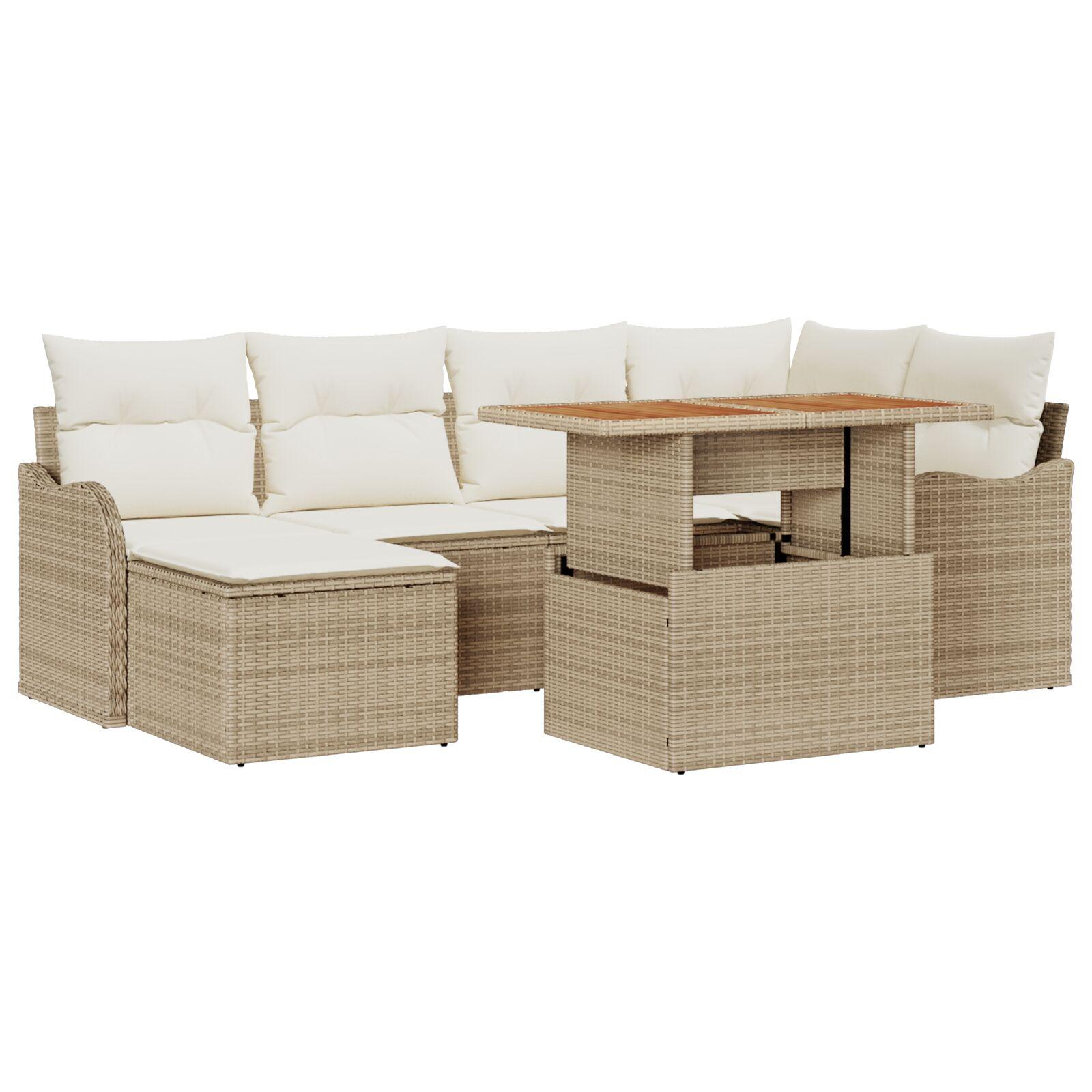 Havesofa Sæt med pude 7 stk beige og cremefarvet