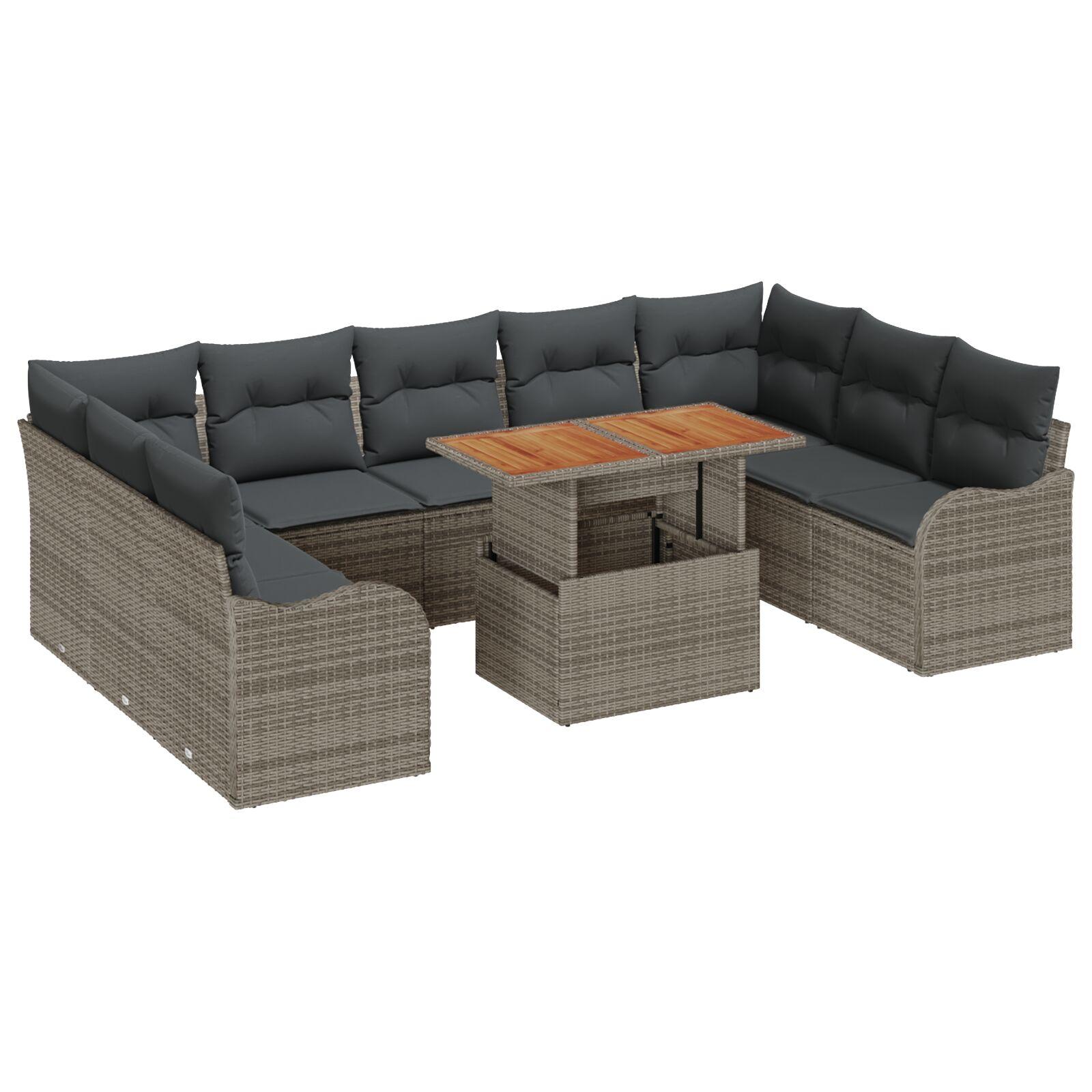 Havesofa Sæt med pude 10 stk Grå 100 x 55 x 73 cm