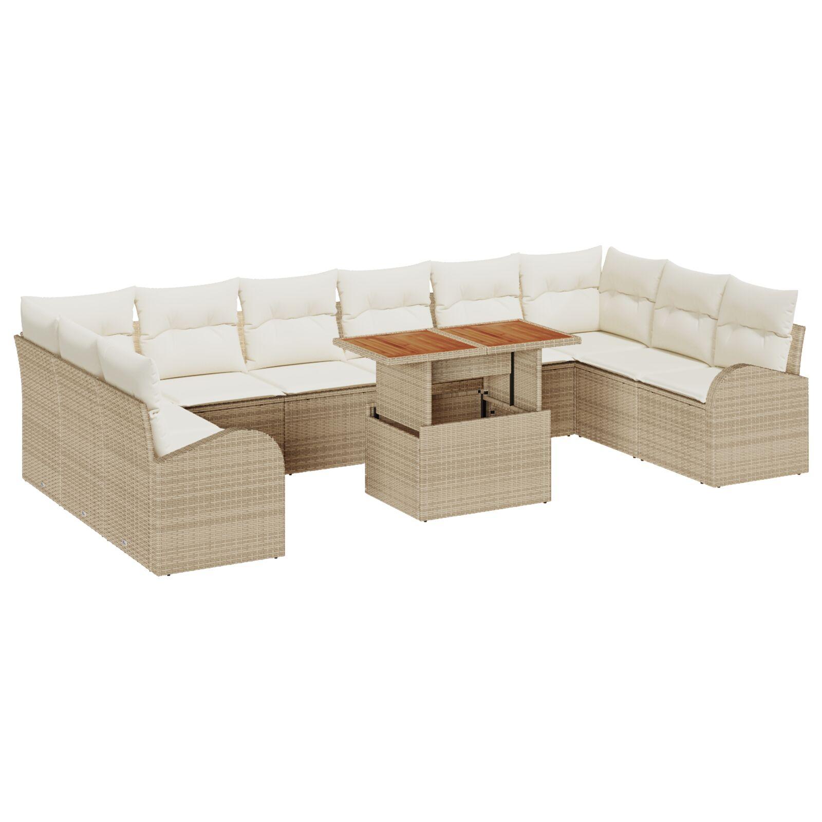 Havesofa Sæt 11 stk beige og cremefarvet 100 x 55 x 73 cm