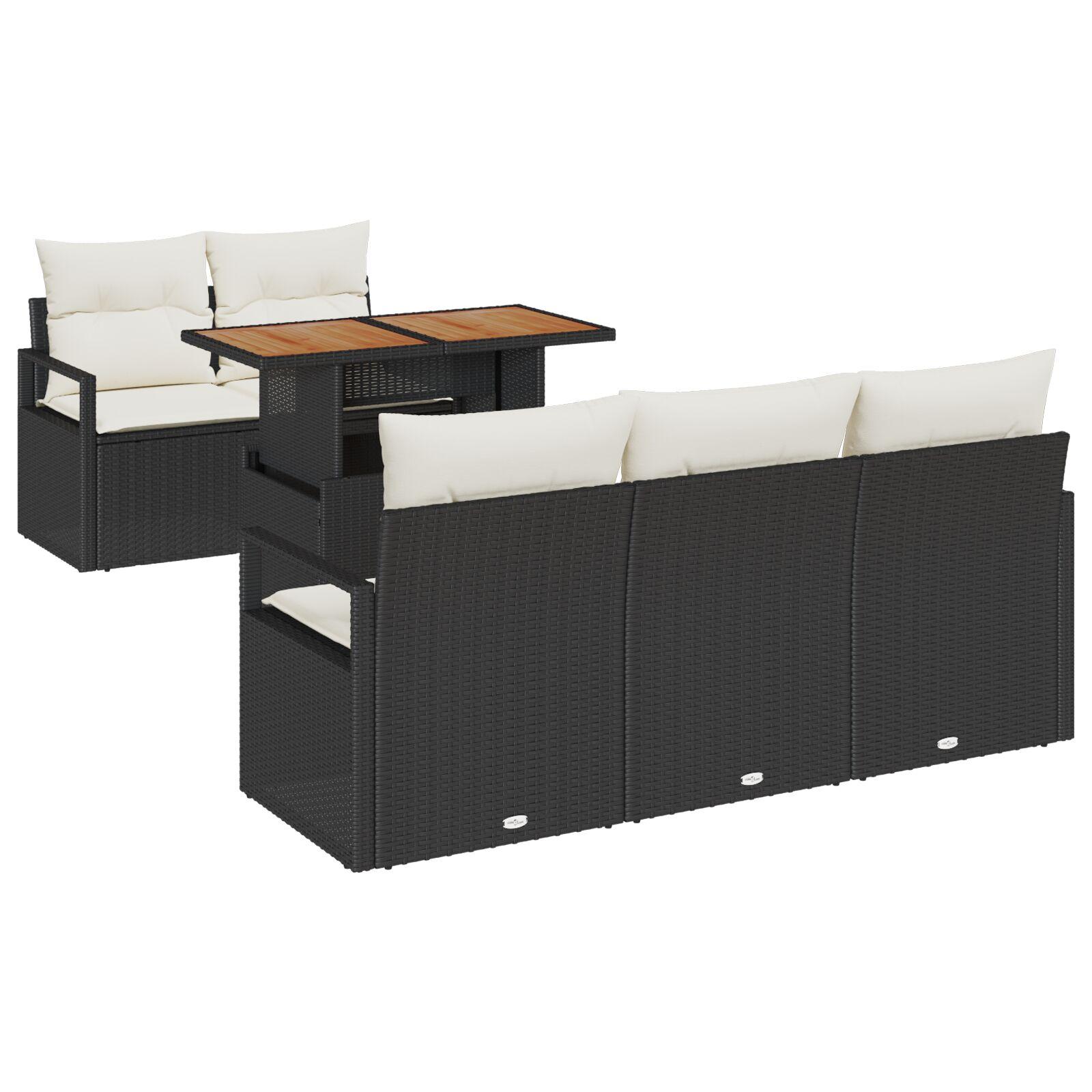 Havesofa SÃ¦t 6 stk Sort og cremefarvet 100 x 55 x 73 cm
