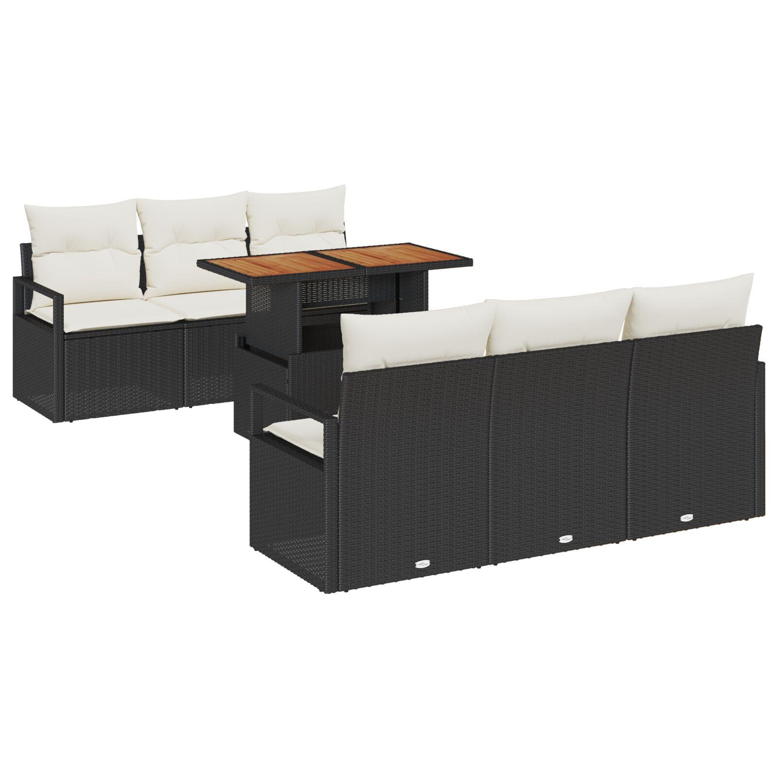 Havesofa SÃ¦t 7 stk Sort og cremefarvet 100 x 55 x 73 cm