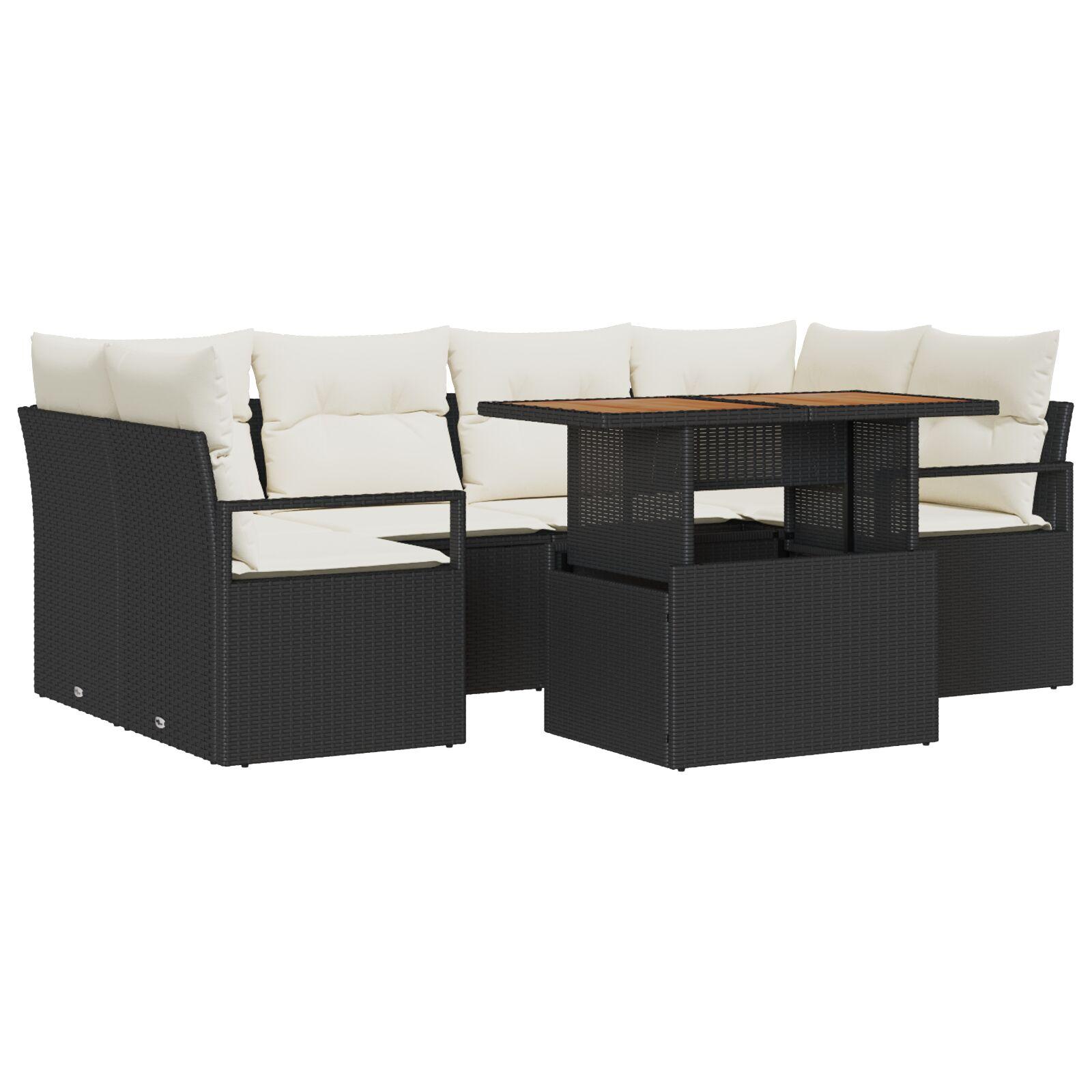 Havesofa SÃ¦t 7 stk Sort og cremefarvet 100 x 55 x 73 cm