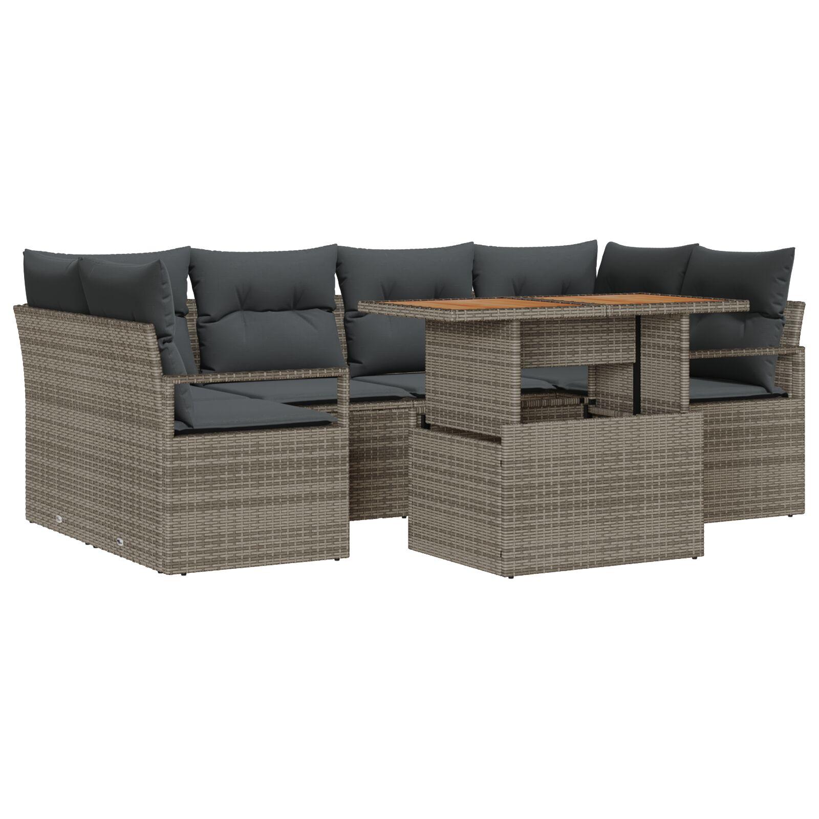 Havesofa SÃ¦t med pude 7 stk GrÃ¥ 100 x 55 x 73 cm