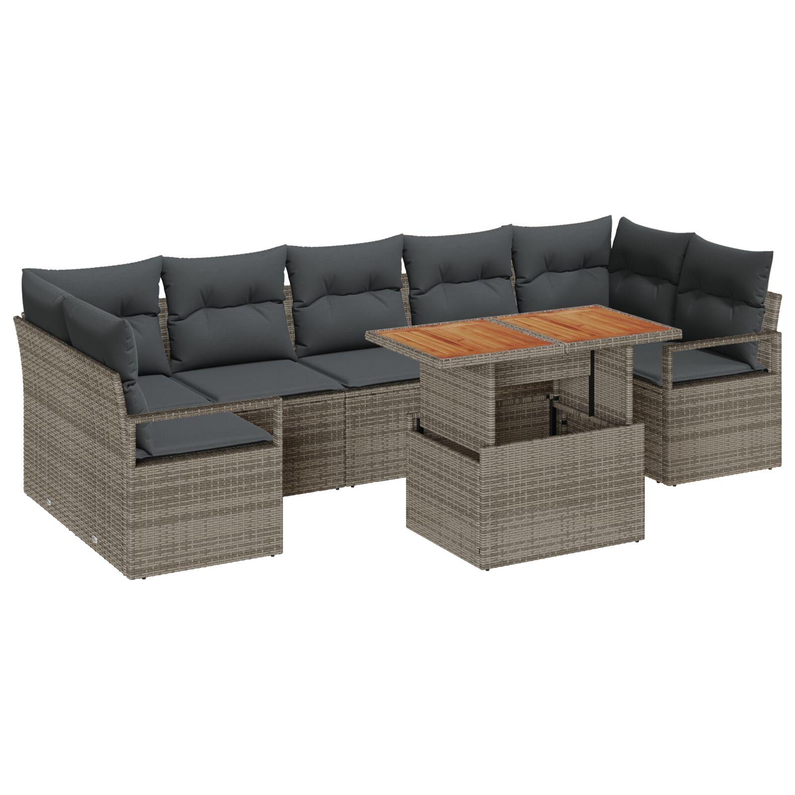 Havesofa Sæt med pude 8 stk Grå og Brun 100 x 55 x 73 cm