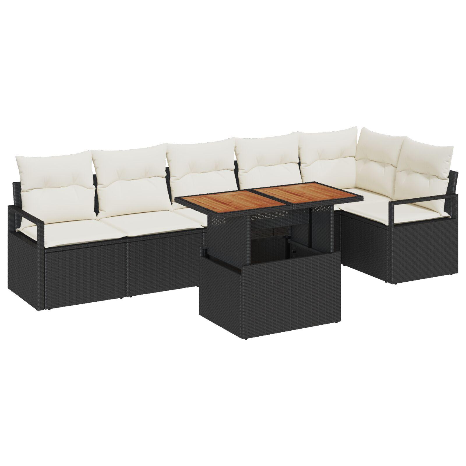 Have Spisebordssæt 7 stk Sort og Cream 100 x 55 x 73 cm