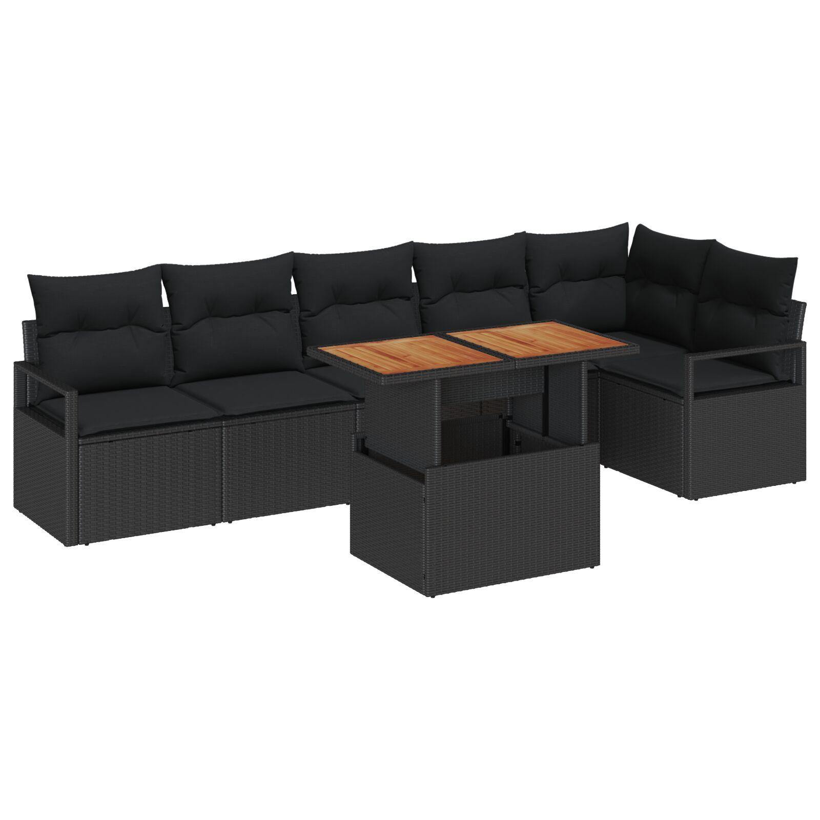 Have Spisebordssæt 7 stk Sort og Brunt 100 x 55 x 73 cm