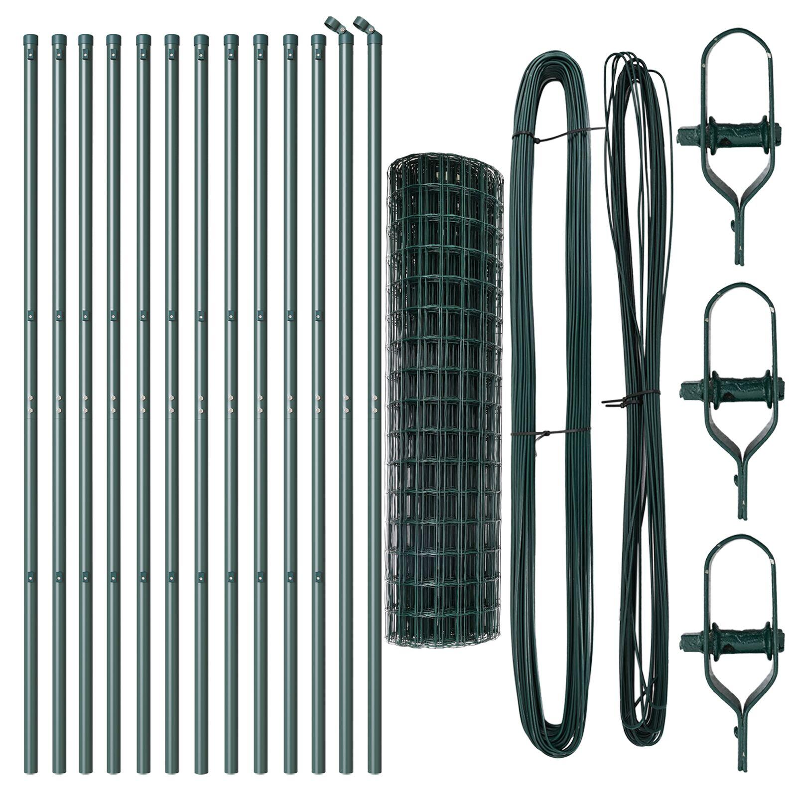 Euro Fence Med 13 Posts 1x25 M Galvaniseret Stål Grøn