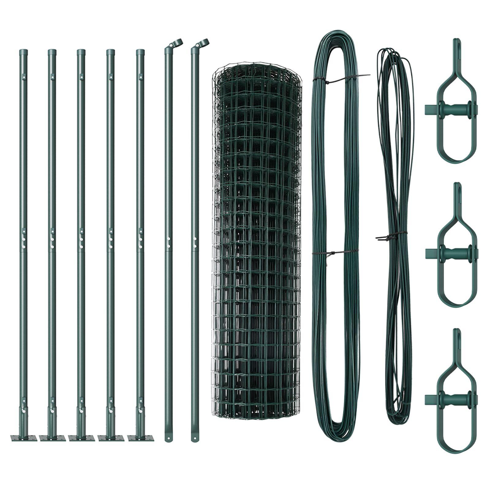 vidaXL Eurohegn med betonbund 10 x 1 m PVC-belagt stål Grøn Mesh