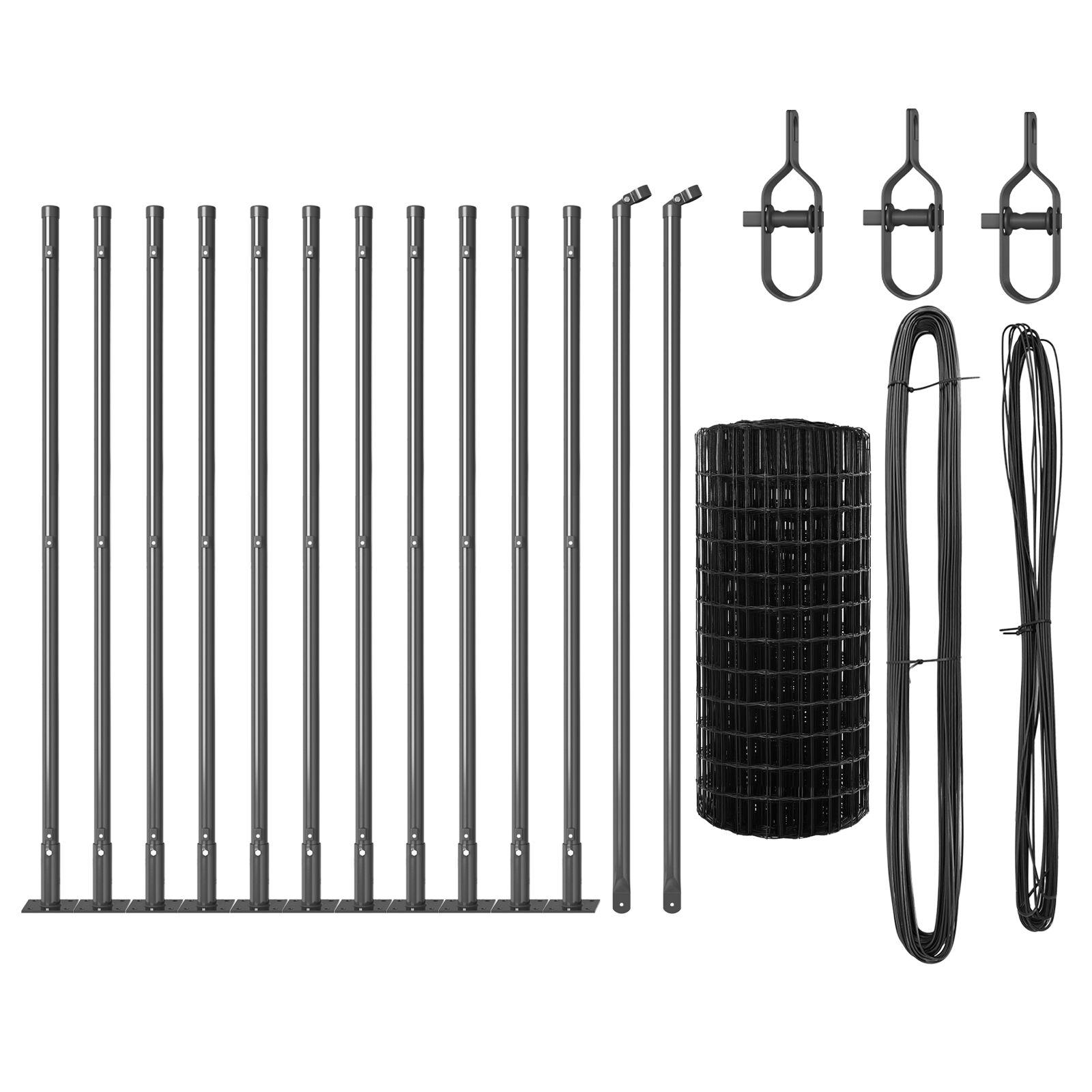 Hegn med stolper Grå 0.4 x 25 m Stål