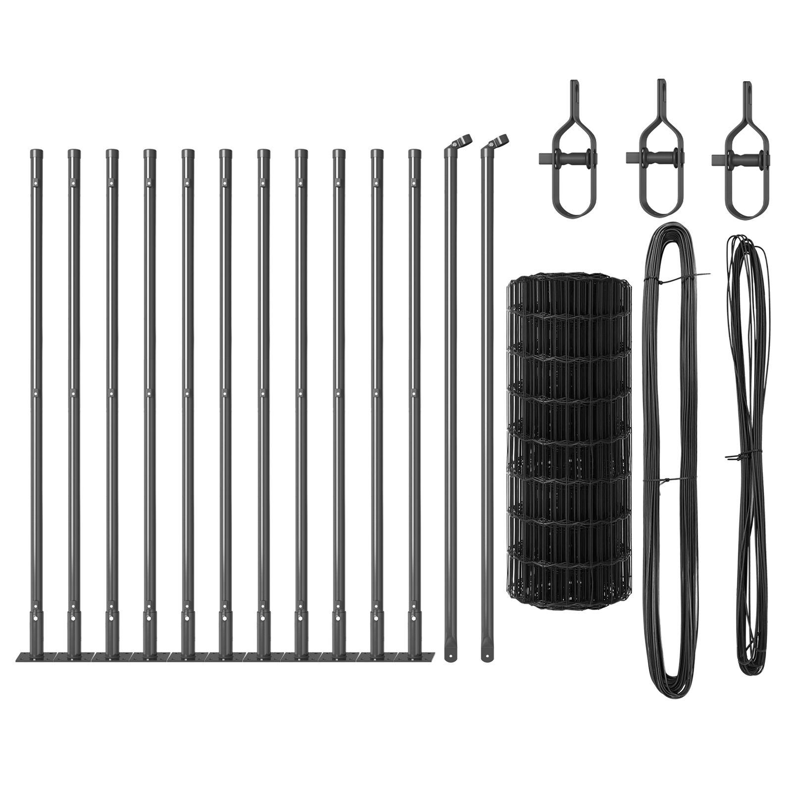 Hegn med stolper Grå 0.4 x 25 m Stål