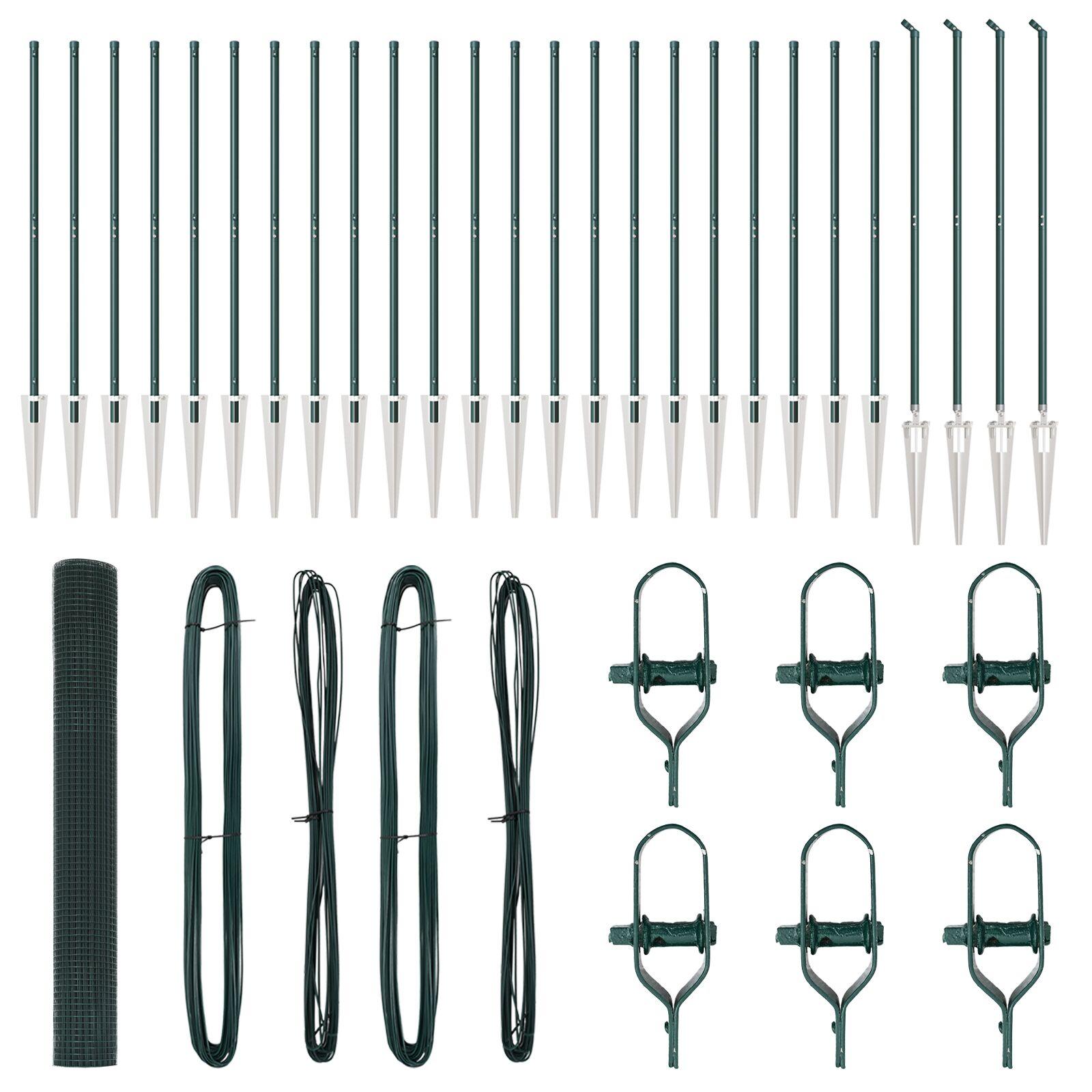 Svejset trådhegn med spidser 50 × 1,4 m - PVC-belagt stål, grøn