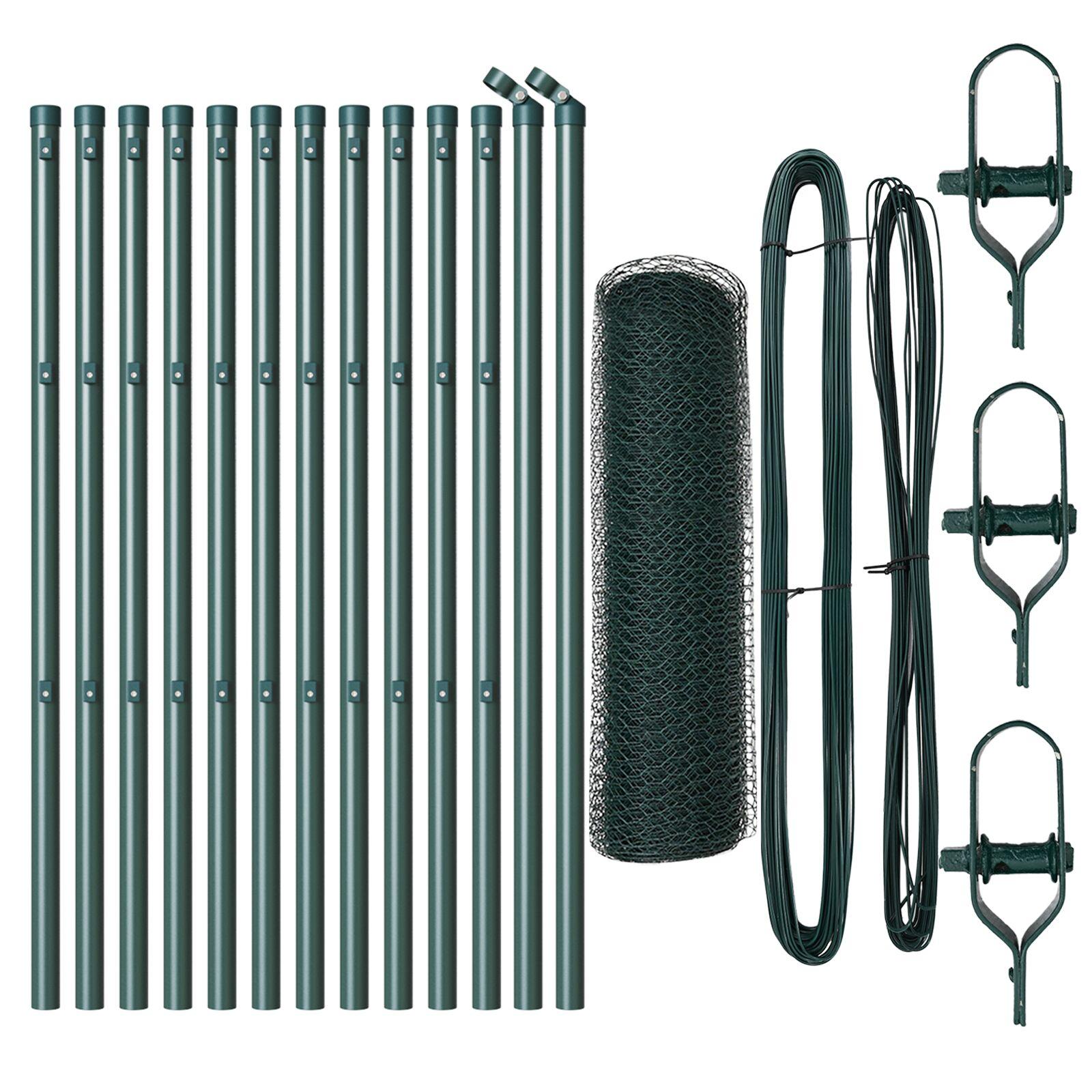 Hegn med stolper GrÃ¸n 0.4 x 25 m PVC-belagte stÃ¥l