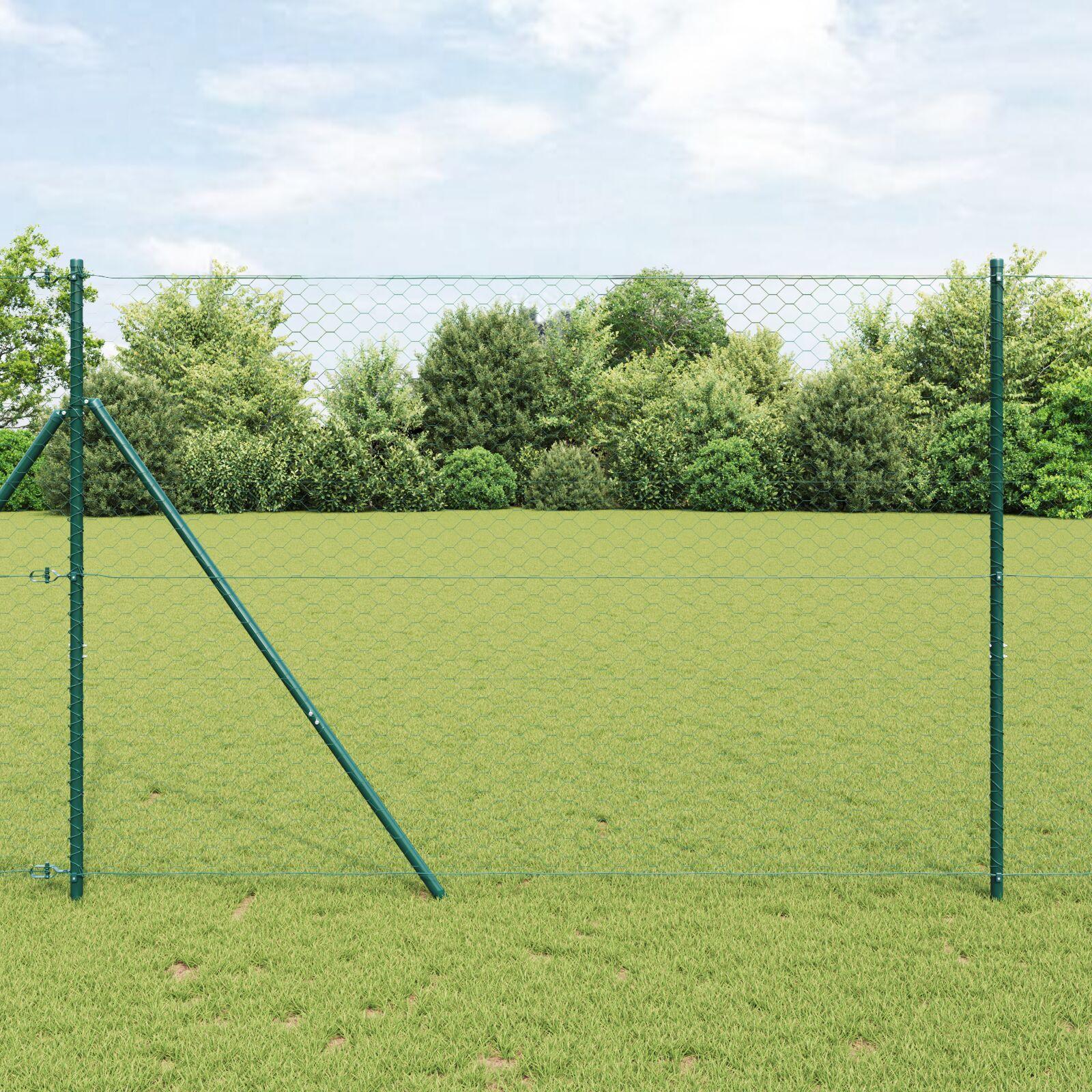 Grundfikseret svejset trådhegn 50 × 1,5 m - grønt, PVC-belagt stål