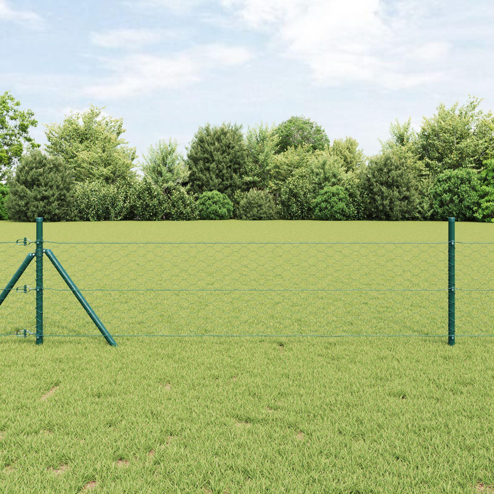 Hegn med stolper Grøn 1 x 100 m PVC-belagte stål