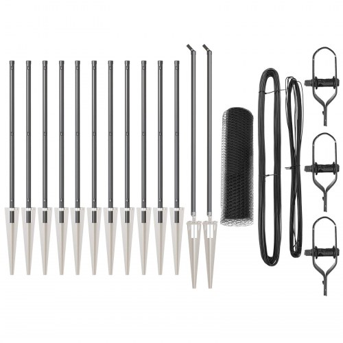 Hexagon Hegn Grå 0,6x25 m Stål, Hegn Støtter med Spike 13 stk Ø32 mm 80 cm Galvaniseret Stål